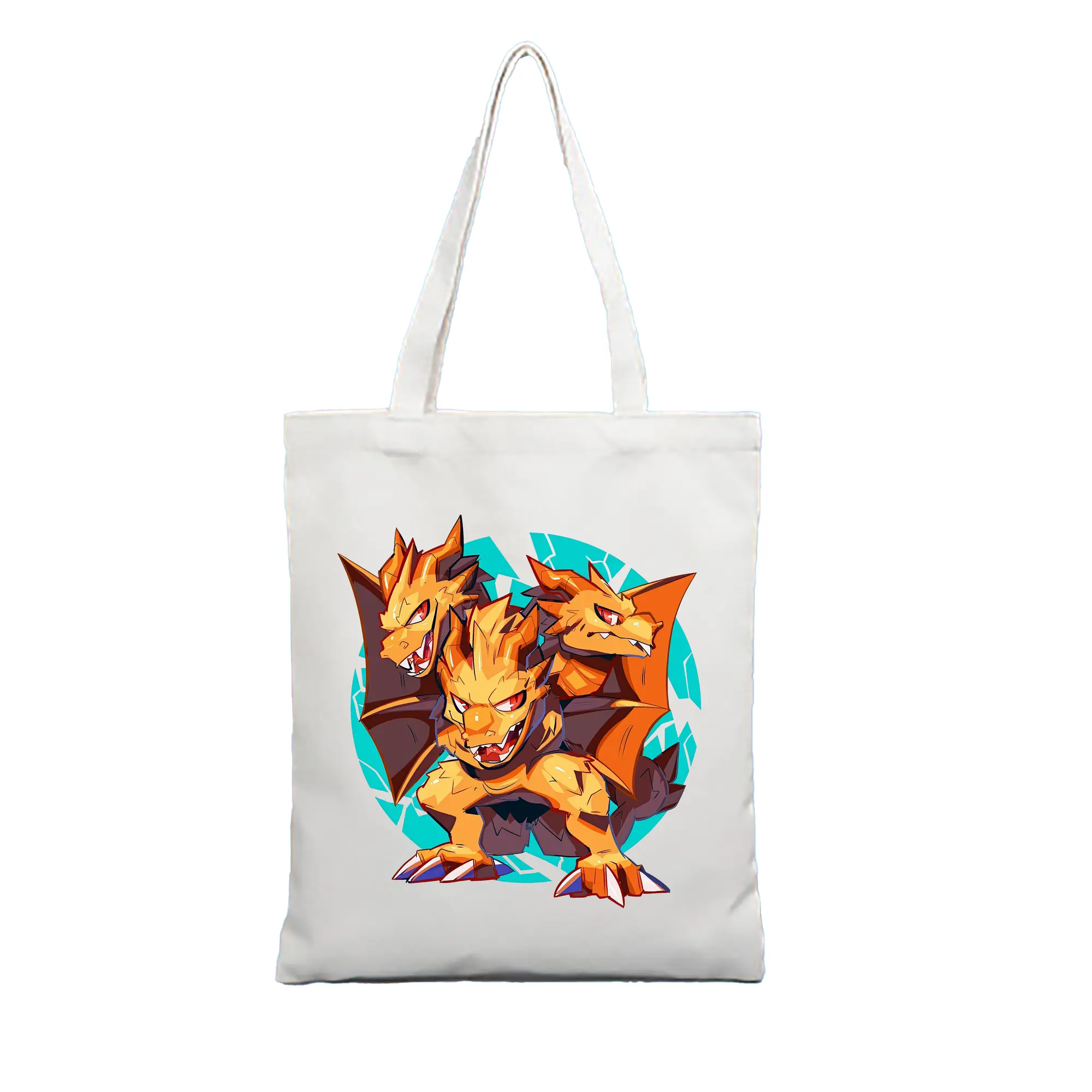 ゴジラ グッズ,キングギドラ - 縦型キャンバス手提げバッグ（トートバッグ） ・ キャンバス素材 ・ ショッピング用 ・ 軽量 丈夫 お手入れ簡単