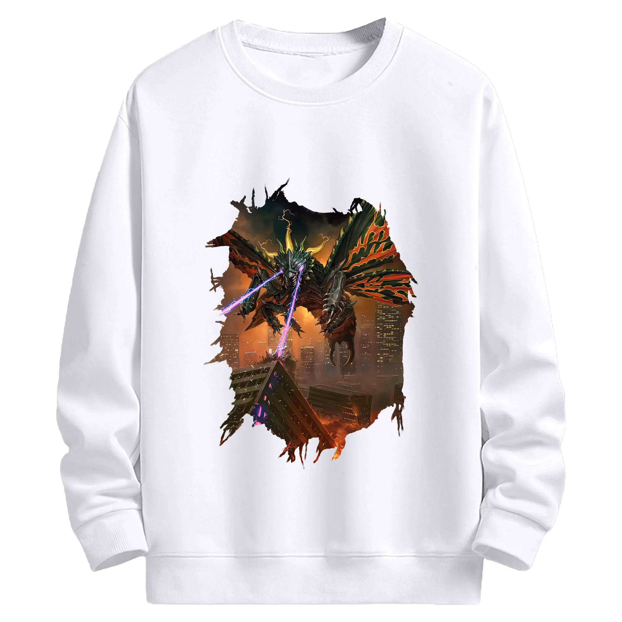 ゴジラ グッズ,バトラ - 高品質 クルーネック スウェット ・ コットン59％ ポリエステル41％ ・ ユニセックス 長袖 トレーナー ・ カジュアル デイリー スポーツ 散歩用