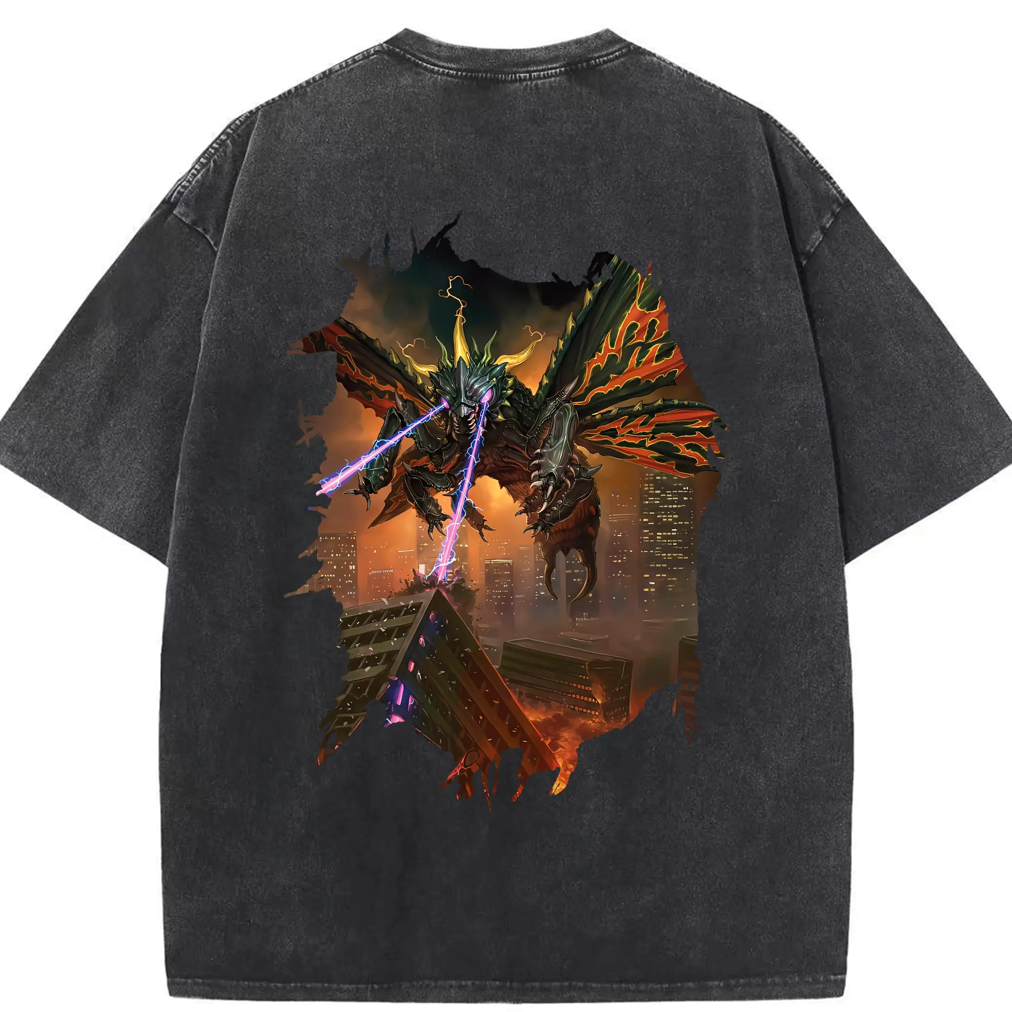 ゴジラ グッズ,バトラ - 綿100％ ヴィンテージ風 半袖Tシャツ ・ 背面プリント ・ 柔らか肌触り ・ 通気性 快適 ・ スポーツ カジュアル 外出用