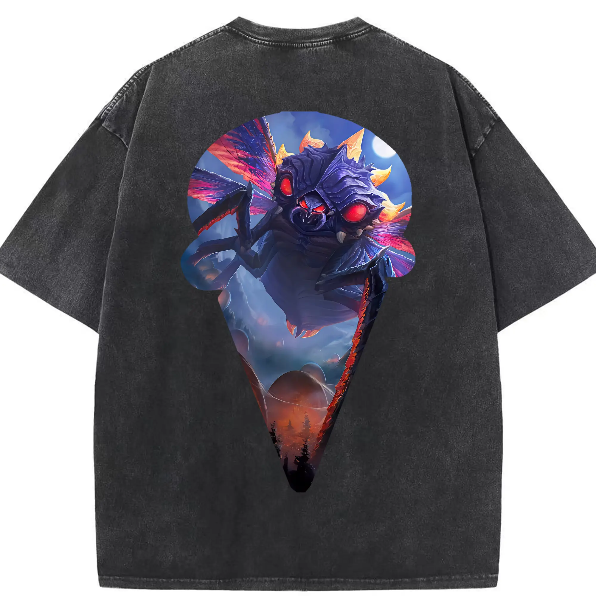 ゴジラ グッズ,バトラ - 綿100％ ヴィンテージ風 半袖Tシャツ ・ 背面プリント ・ 柔らか肌触り ・ 通気性 快適 ・ スポーツ カジュアル 外出用