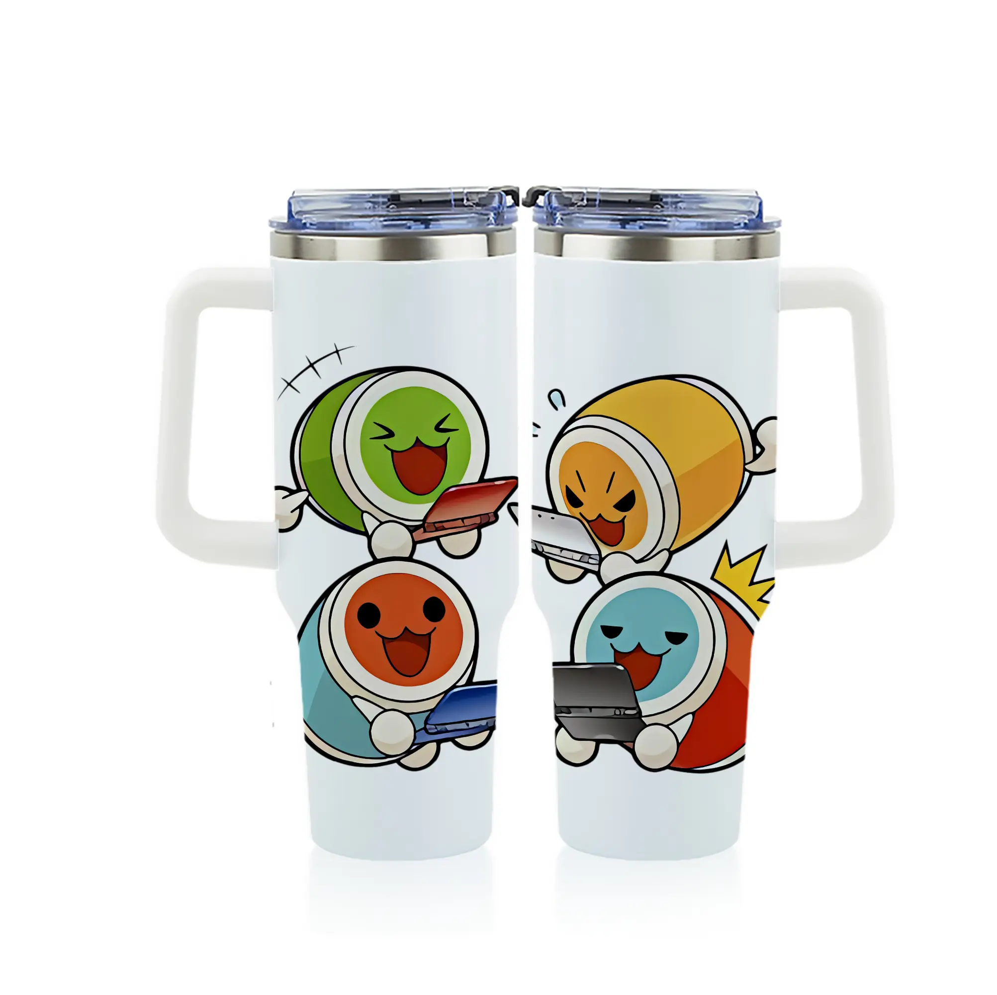 太鼓の達人 グッズ - 1200mL フルプリント車用タンブラー ・ 304ステンレス 内側 ・ 201ステンレス 外側 ・ 保温 保冷 ・ 通勤 ドライブ アウトドア用