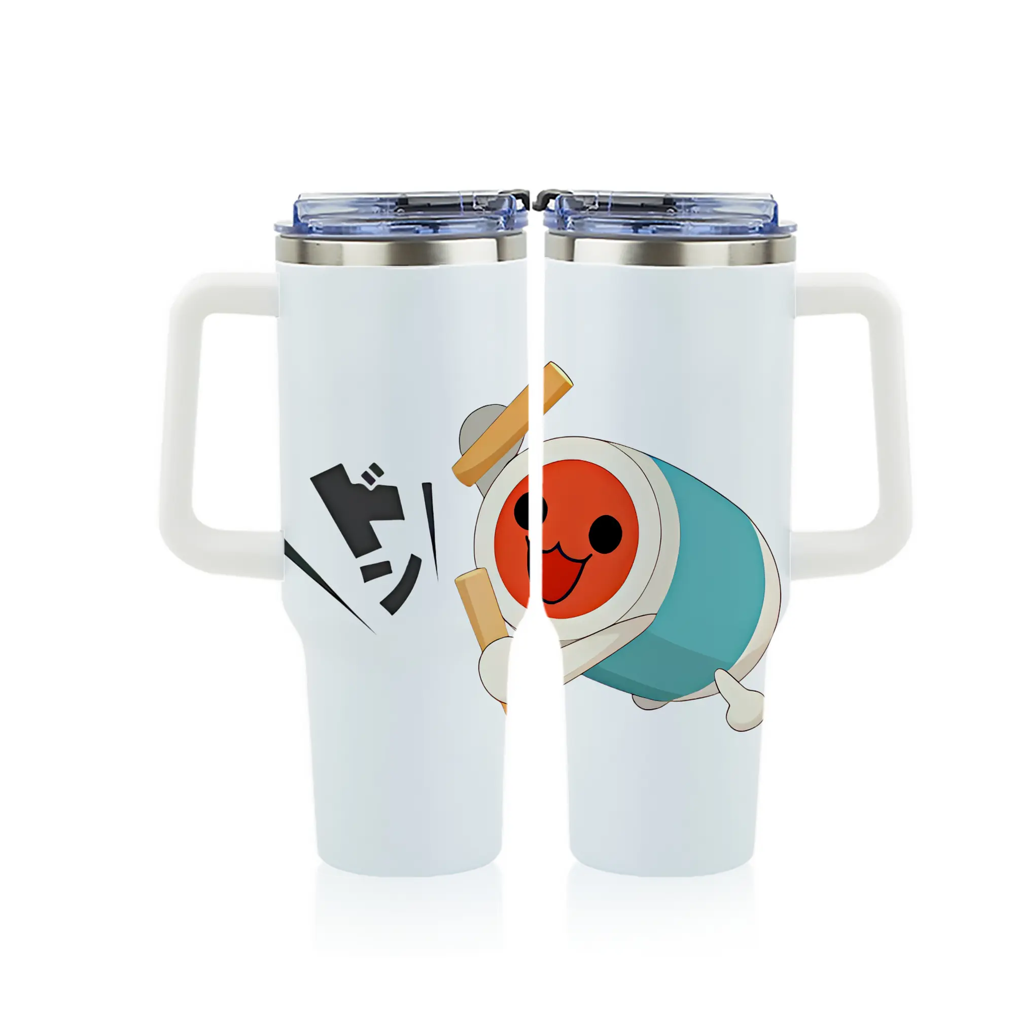 太鼓の達人 グッズ - 1200mL フルプリント車用タンブラー ・ 304ステンレス 内側 ・ 201ステンレス 外側 ・ 保温 保冷 ・ 通勤 ドライブ アウトドア用