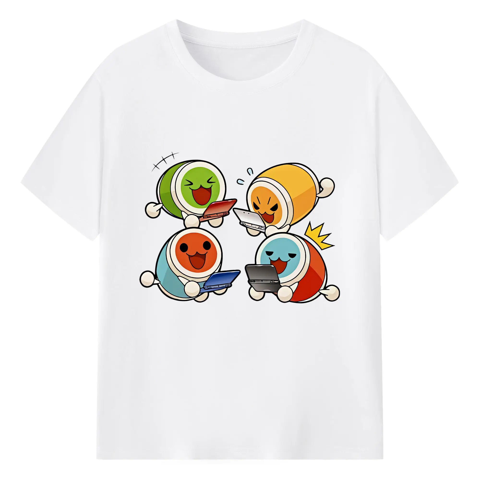 太鼓の達人 グッズ - 綿100％ 半袖Tシャツ ・ フロントプリント ・ 快適 通気性 ・ 日常使い 散歩 スポーツ用