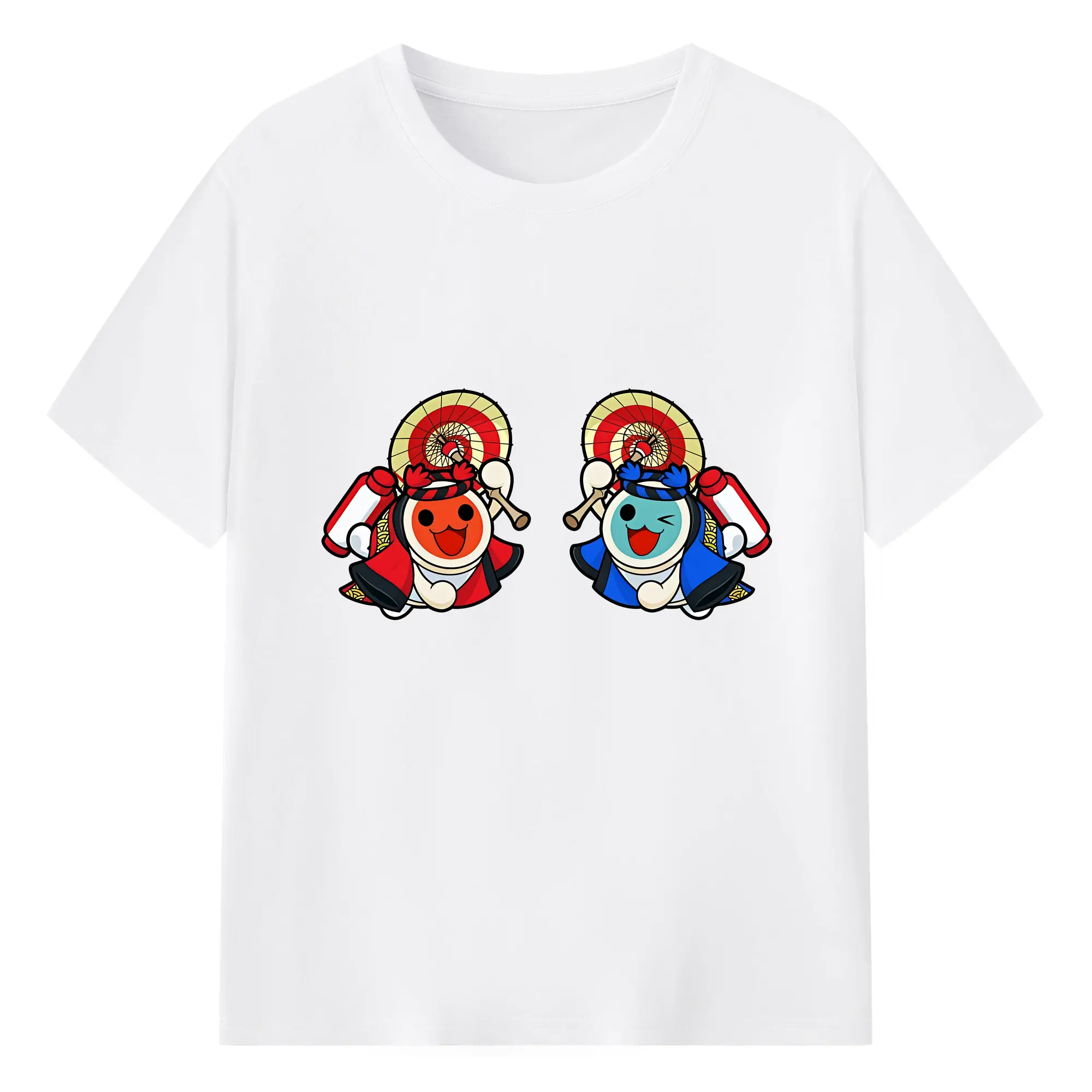 太鼓の達人 グッズ - 綿100％ 半袖Tシャツ ・ フロントプリント ・ 快適 通気性 ・ 日常使い 散歩 スポーツ用