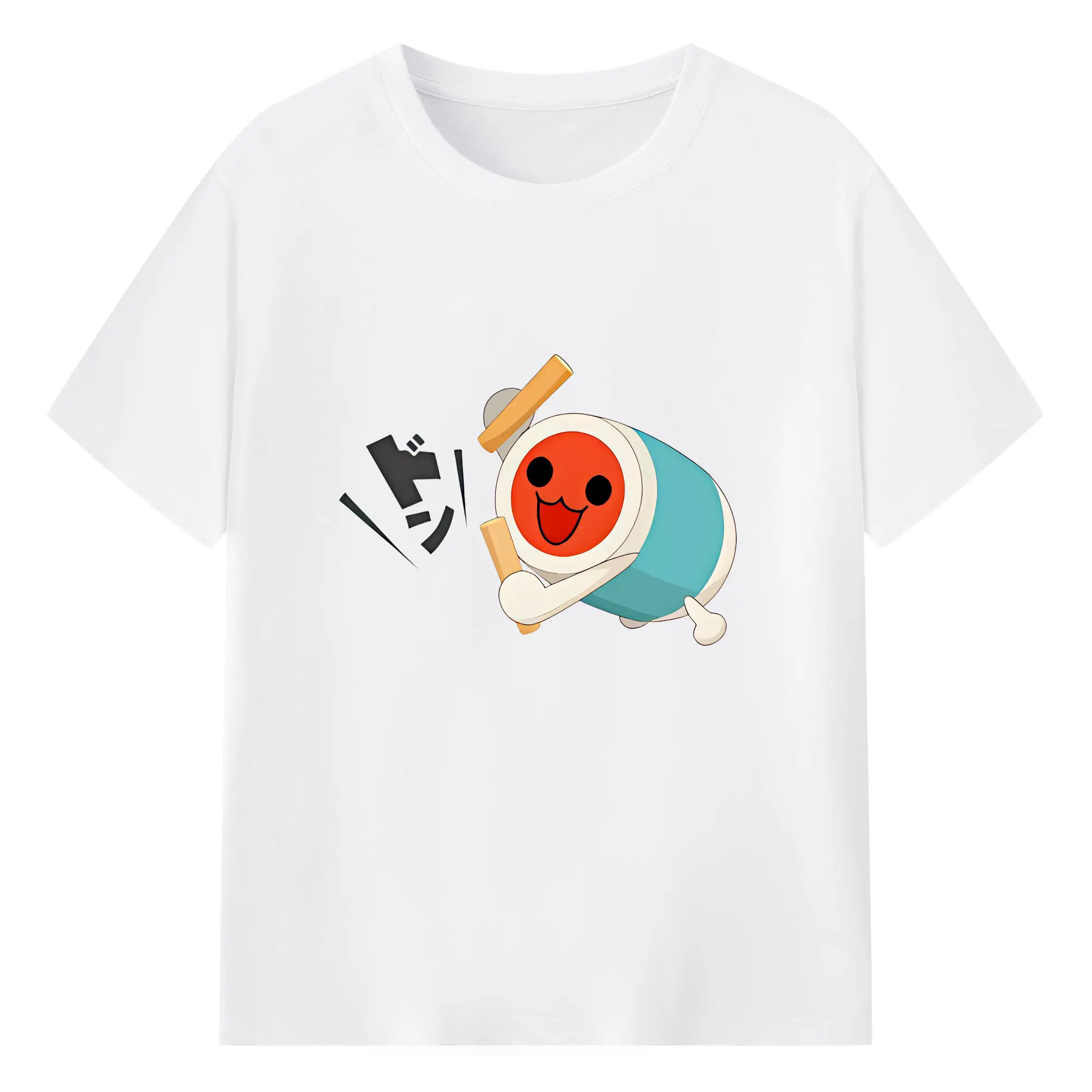 太鼓の達人 グッズ - 綿100％ 半袖Tシャツ ・ フロントプリント ・ 快適 通気性 ・ 日常使い 散歩 スポーツ用