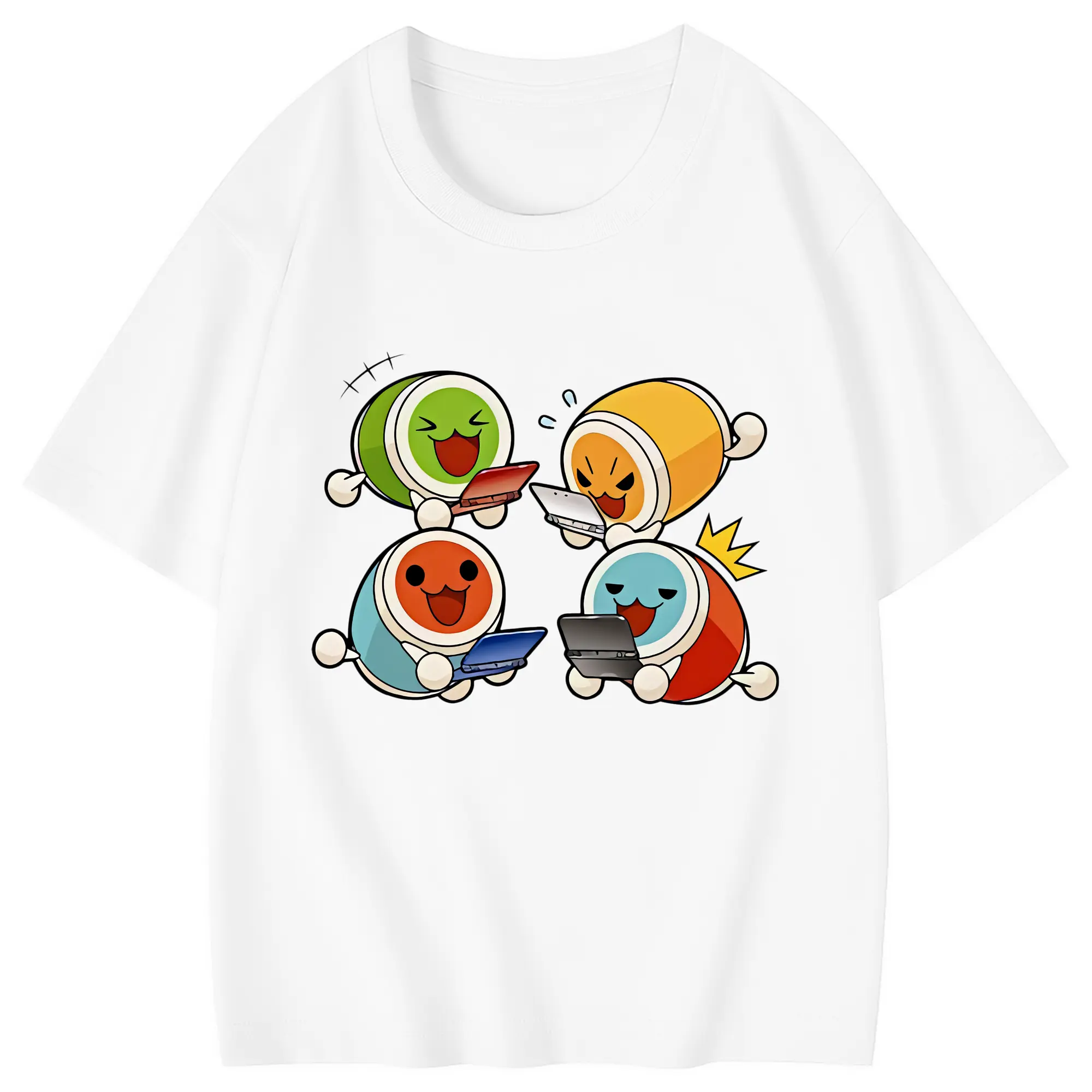 太鼓の達人 グッズ - 綿100％ キッズTシャツ ・ フロントプリント ・ 快適 通気性 ・ スポーツ カジュアル 散歩用
