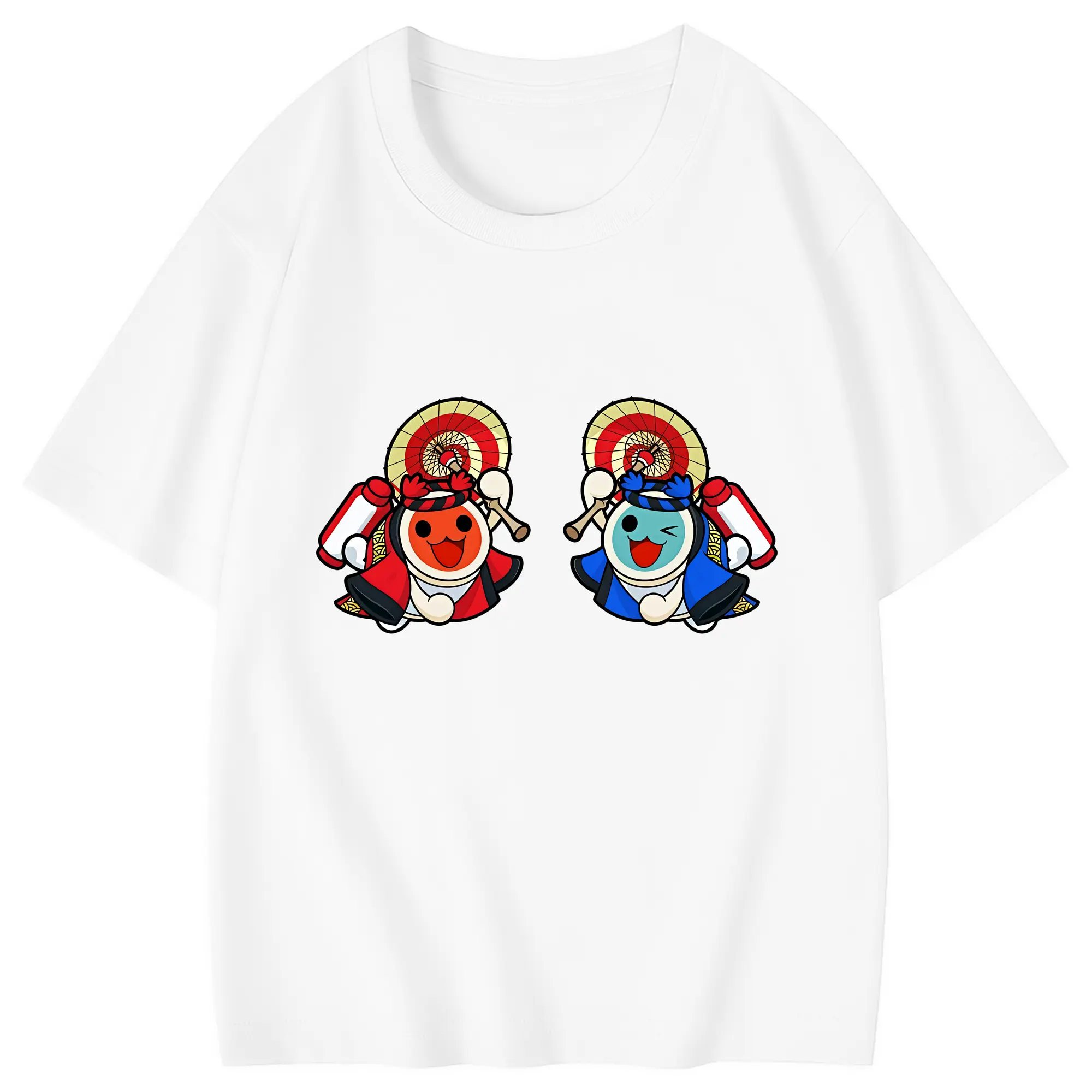 太鼓の達人 グッズ - 綿100％ キッズTシャツ ・ フロントプリント ・ 快適 通気性 ・ スポーツ カジュアル 散歩用