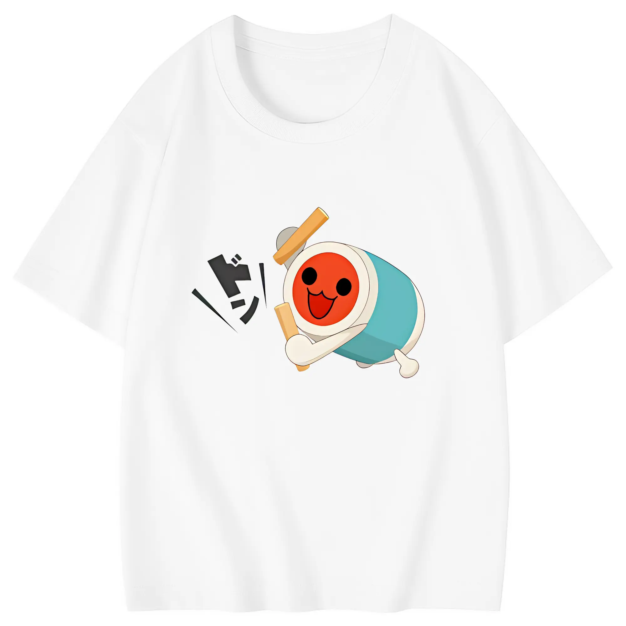 太鼓の達人 グッズ - 綿100％ キッズTシャツ ・ フロントプリント ・ 快適 通気性 ・ スポーツ カジュアル 散歩用
