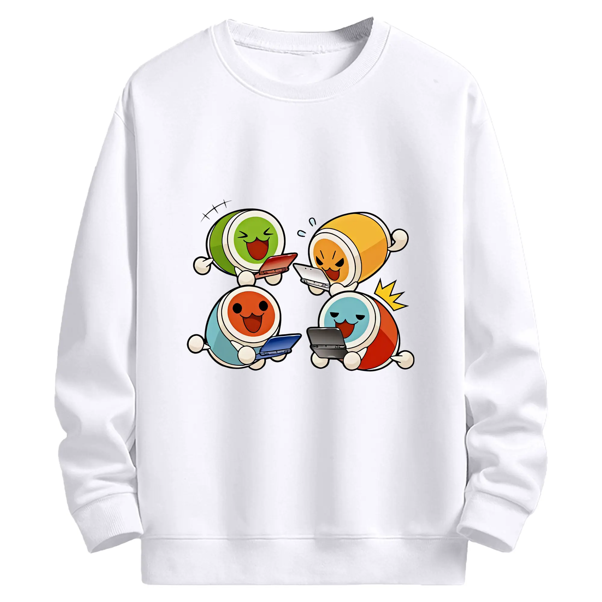 太鼓の達人 グッズ - 高品質 クルーネック スウェット ・ コットン59％ ポリエステル41％ ・ ユニセックス 長袖 トレーナー ・ カジュアル デイリー スポーツ 散歩用