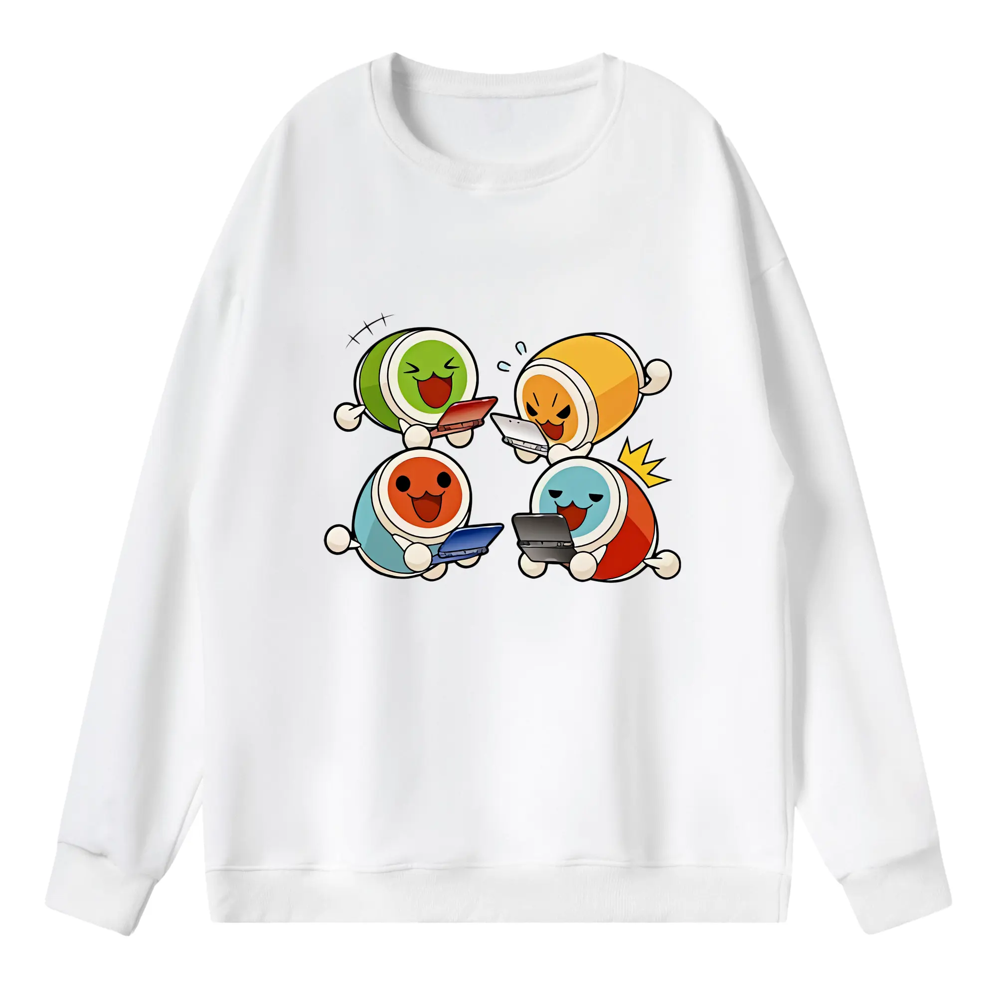 太鼓の達人 グッズ - 薄手 クルーネック スウェット 裏毛260g · ポリエステル 春秋向け カジュアル 男女兼用 · トレーナー デイリー スポーツ 散歩に最適