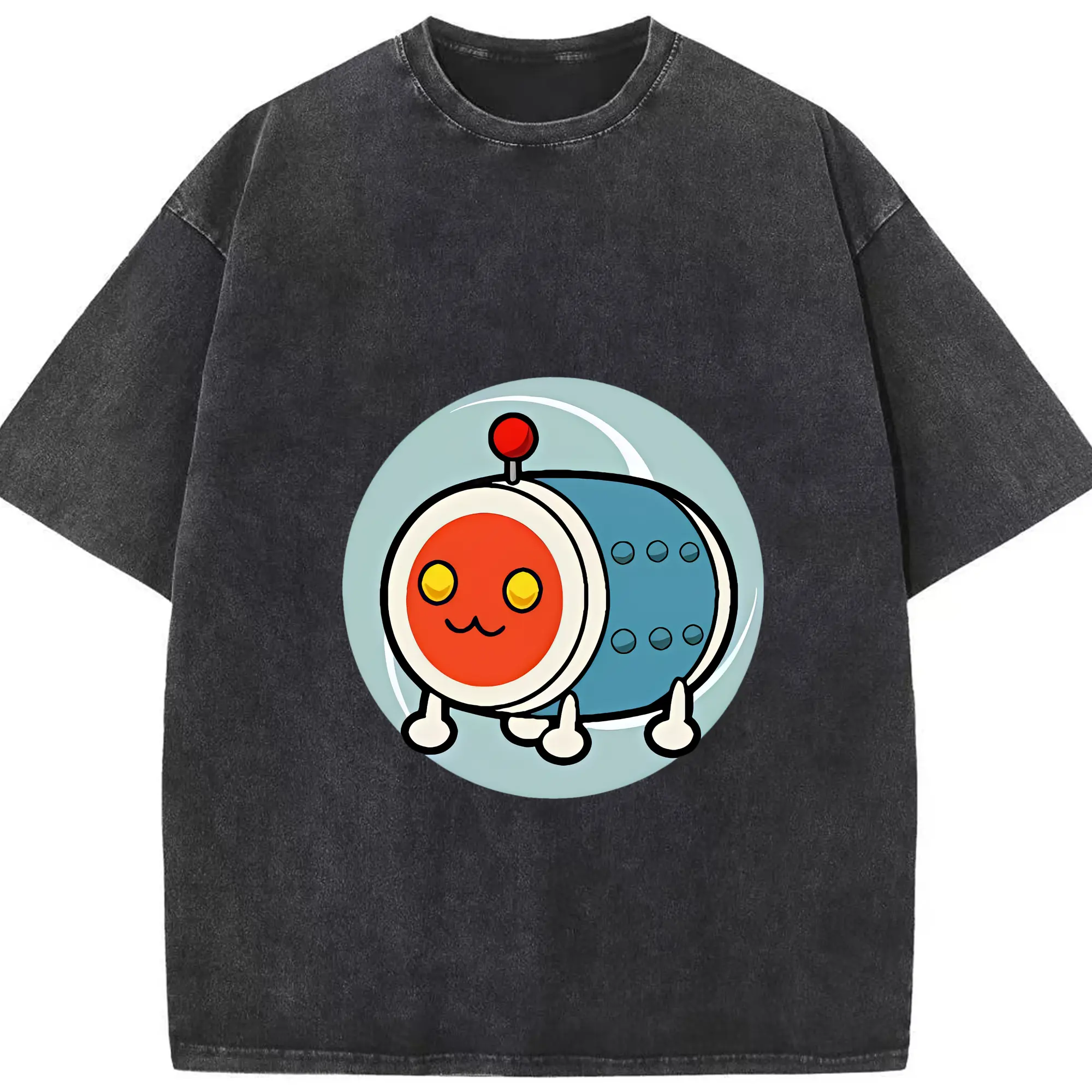 太鼓の達人 グッズ - 綿100％ ヴィンテージ風 半袖Tシャツ ・ フロントプリント ・ 柔らか肌触り ・ 通気性 快適 ・ スポーツ カジュアル 外出用
