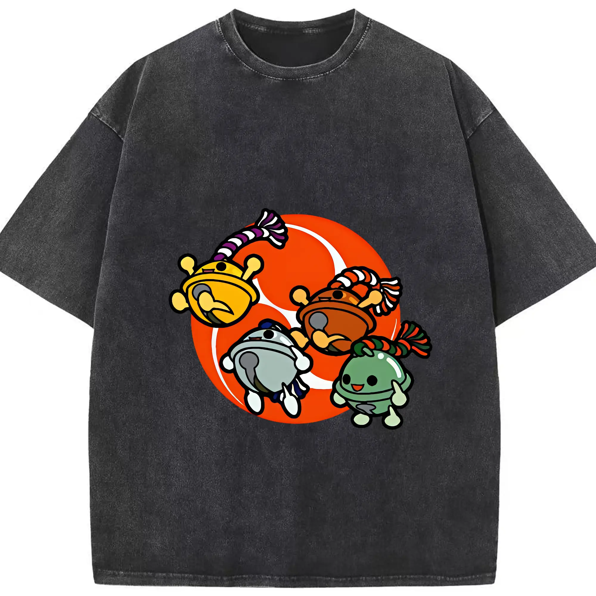 太鼓の達人 グッズ - 綿100％ ヴィンテージ風 半袖Tシャツ ・ フロントプリント ・ 柔らか肌触り ・ 通気性 快適 ・ スポーツ カジュアル 外出用