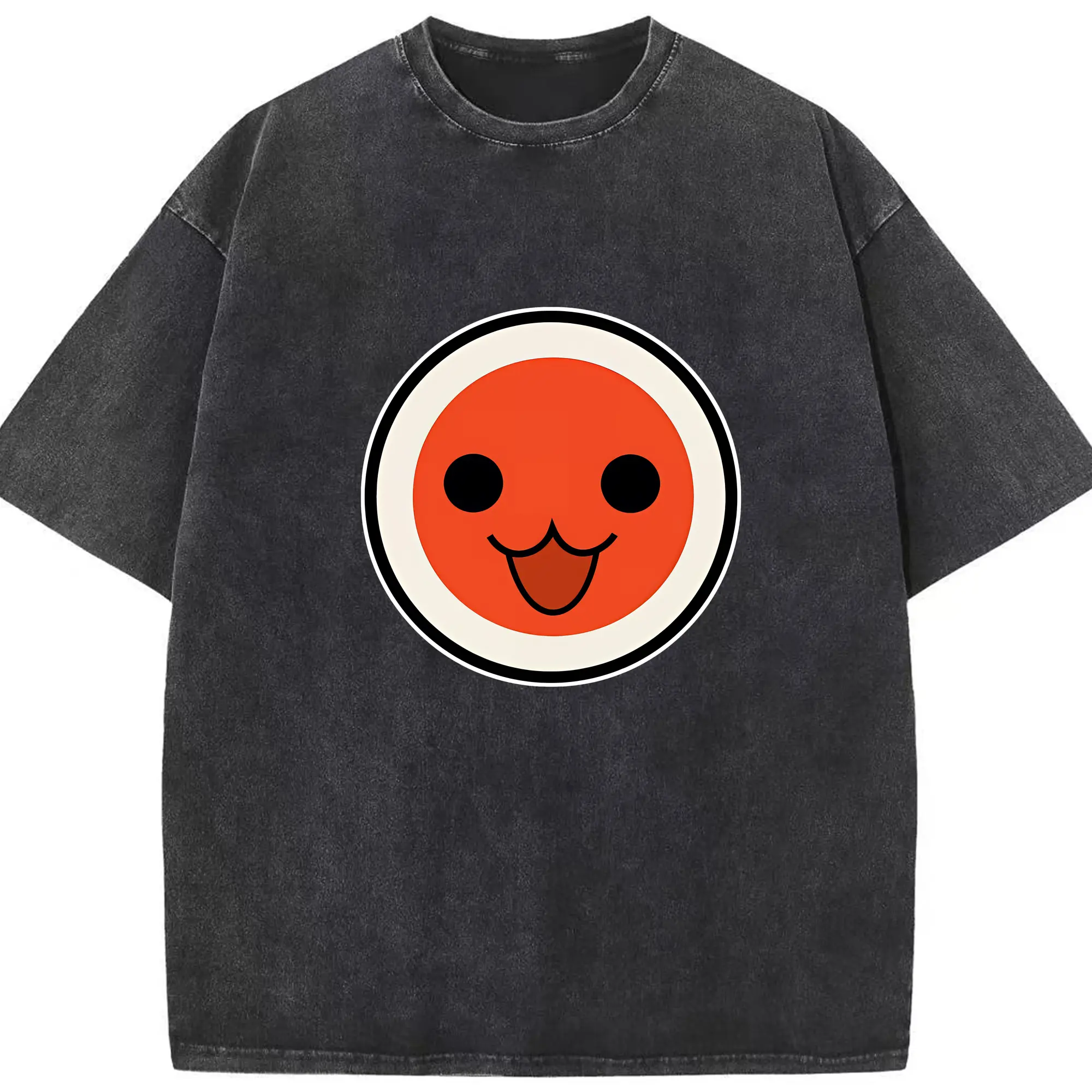 太鼓の達人 グッズ - 綿100％ ヴィンテージ風 半袖Tシャツ ・ フロントプリント ・ 柔らか肌触り ・ 通気性 快適 ・ スポーツ カジュアル 外出用