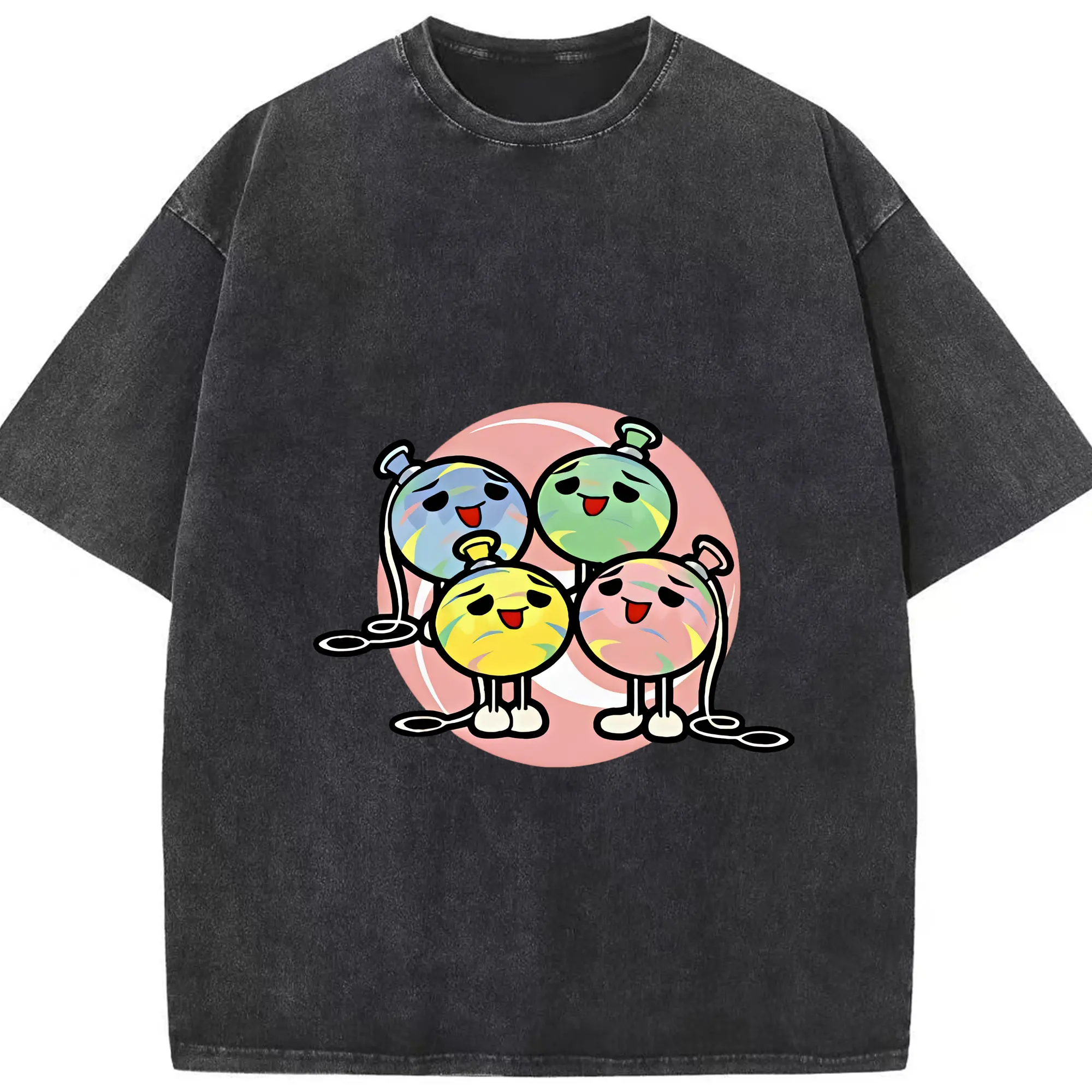 太鼓の達人 グッズ - 綿100％ ヴィンテージ風 半袖Tシャツ ・ フロントプリント ・ 柔らか肌触り ・ 通気性 快適 ・ スポーツ カジュアル 外出用