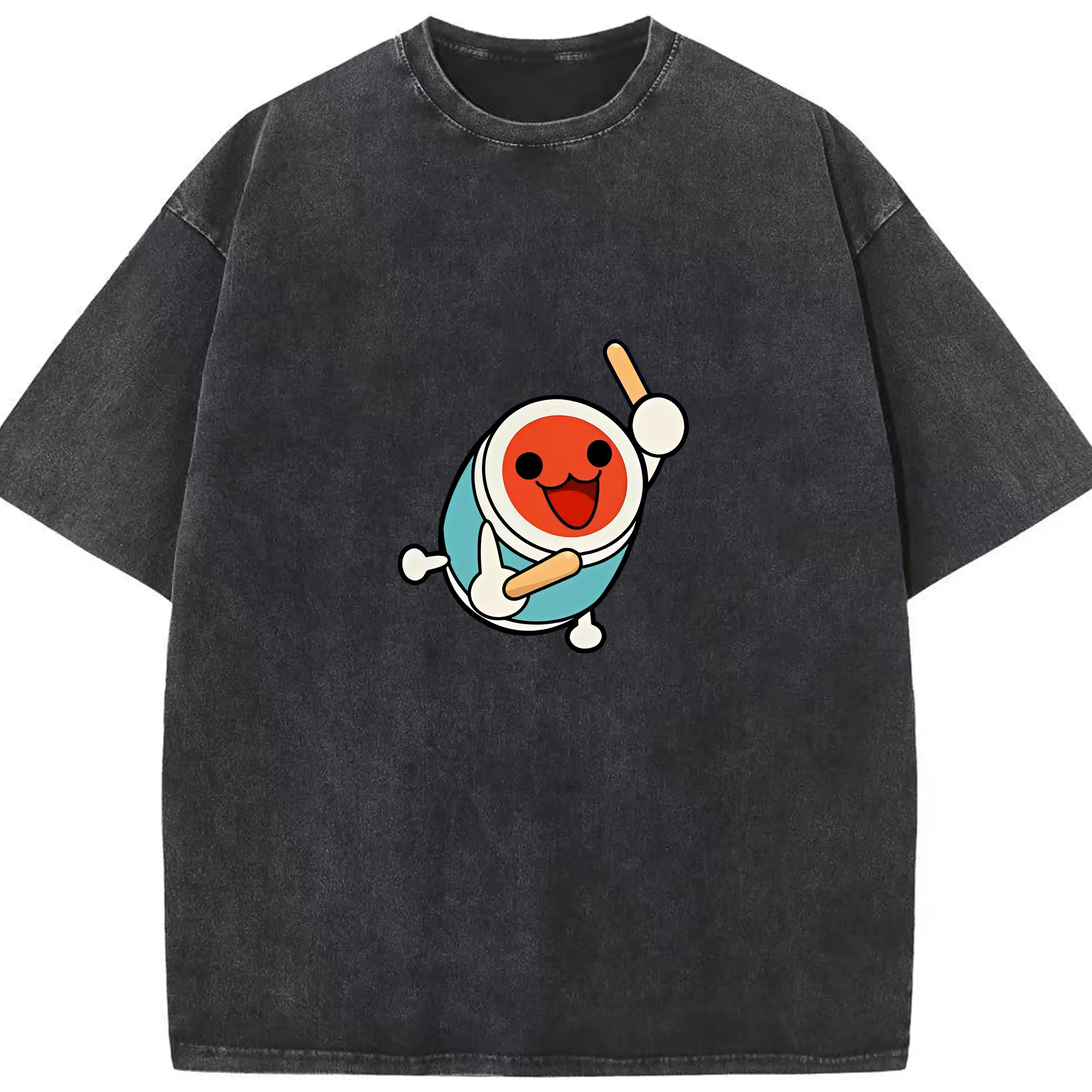 太鼓の達人 グッズ - 綿100％ ヴィンテージ風 半袖Tシャツ ・ フロントプリント ・ 柔らか肌触り ・ 通気性 快適 ・ スポーツ カジュアル 外出用