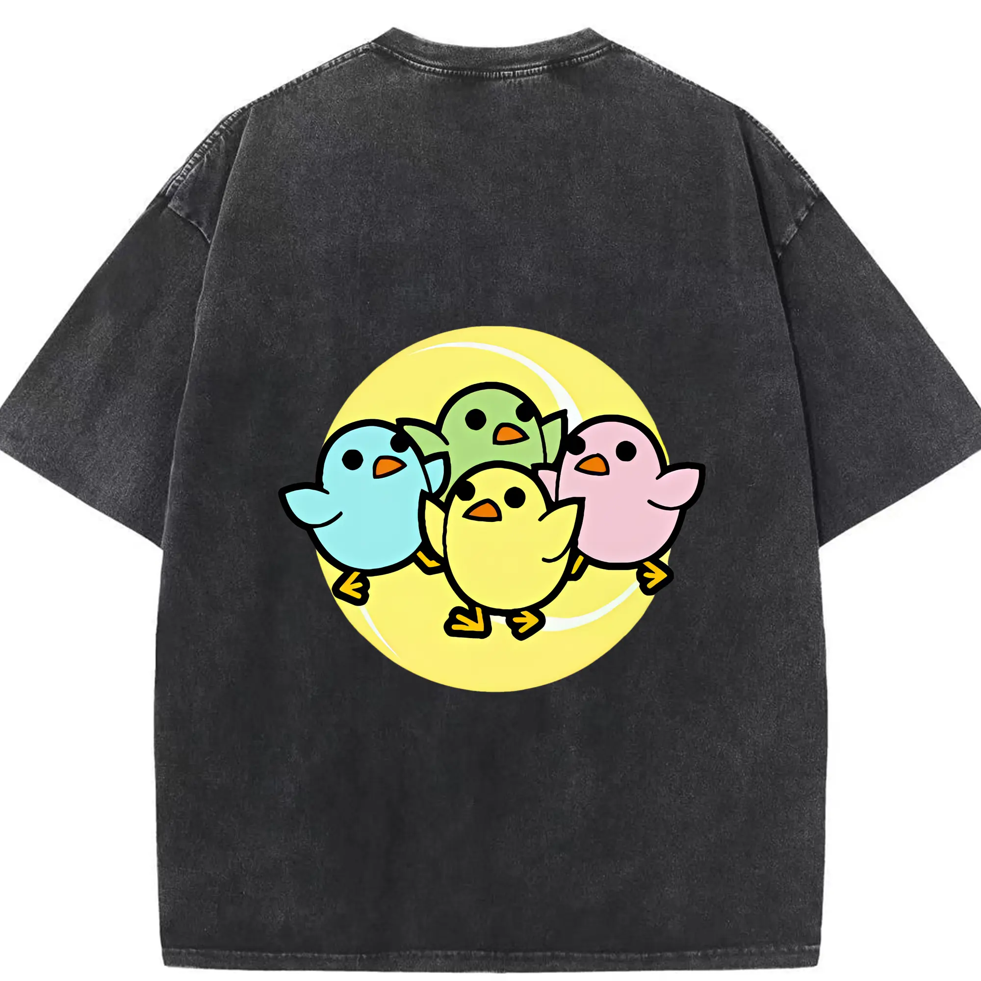 太鼓の達人 グッズ - 綿100％ ヴィンテージ風 半袖Tシャツ ・ 背面プリント ・ 柔らか肌触り ・ 通気性 快適 ・ スポーツ カジュアル 外出用