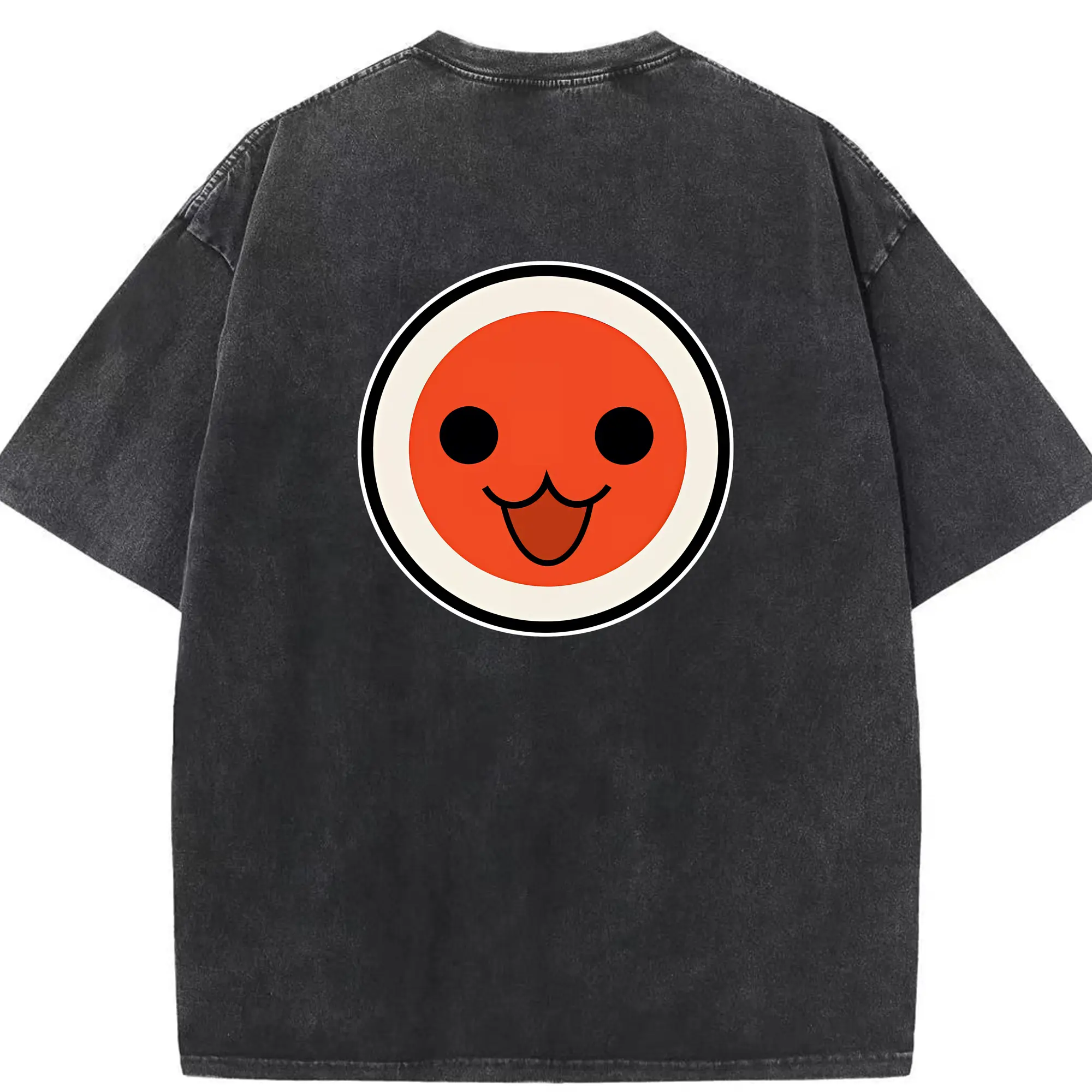 太鼓の達人 グッズ - 綿100％ ヴィンテージ風 半袖Tシャツ ・ 背面プリント ・ 柔らか肌触り ・ 通気性 快適 ・ スポーツ カジュアル 外出用
