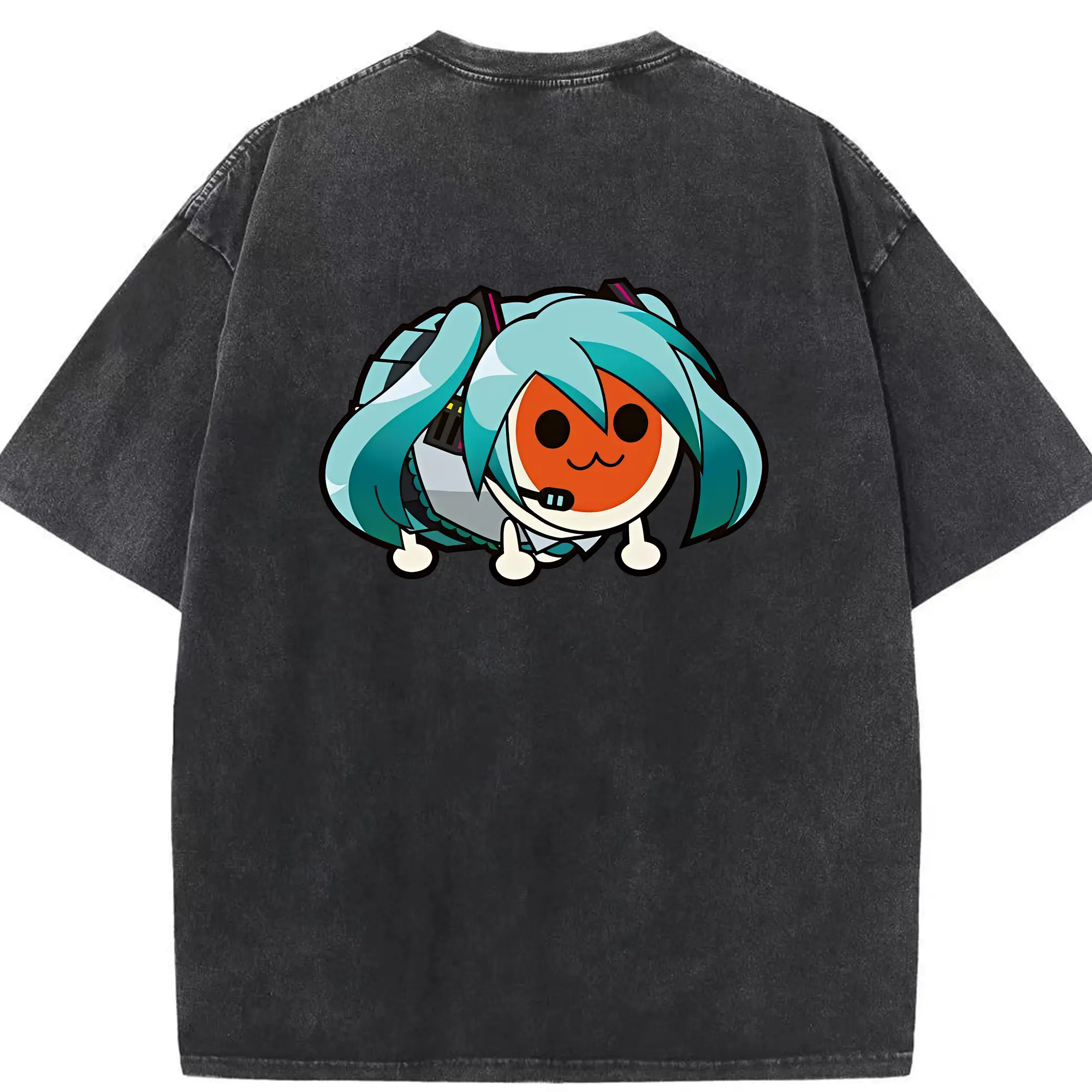 太鼓の達人 グッズ - 綿100％ ヴィンテージ風 半袖Tシャツ ・ 背面プリント ・ 柔らか肌触り ・ 通気性 快適 ・ スポーツ カジュアル 外出用