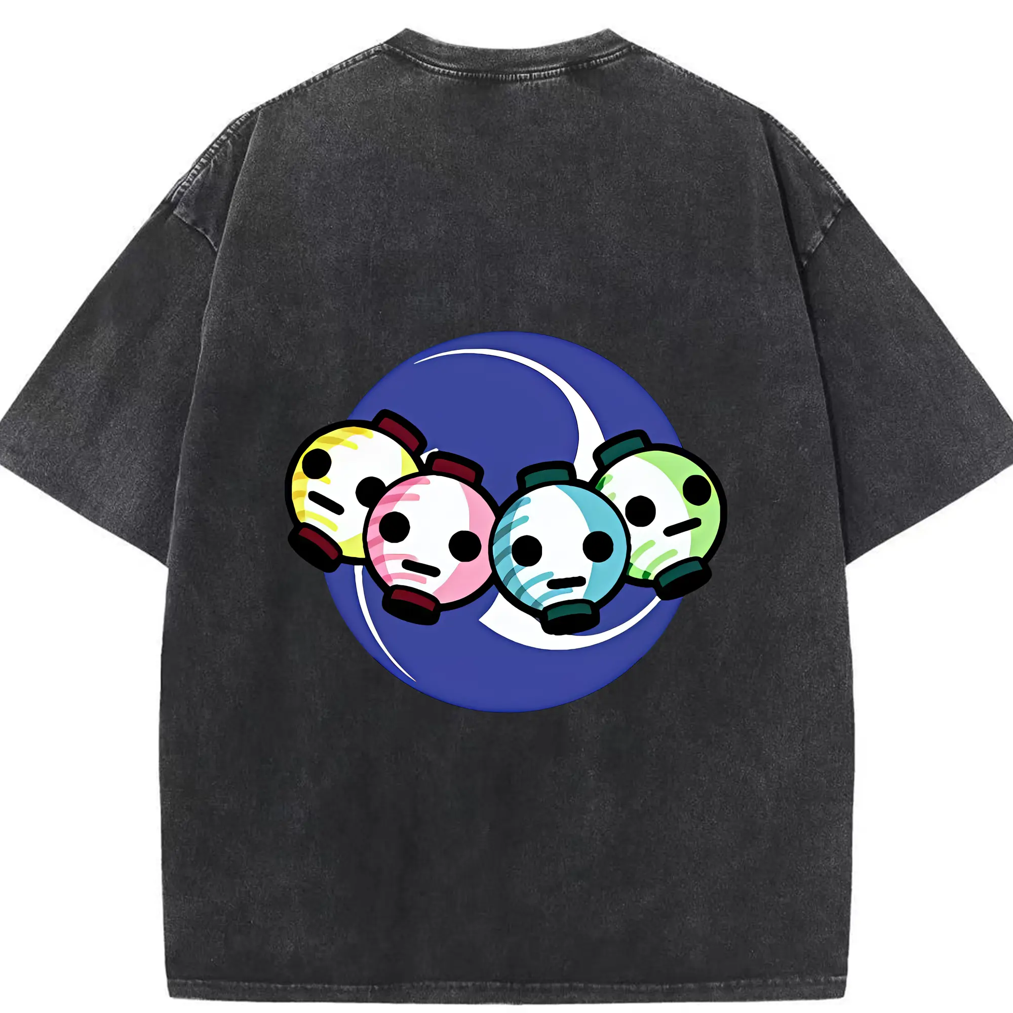 太鼓の達人 グッズ - 綿100％ ヴィンテージ風 半袖Tシャツ ・ 背面プリント ・ 柔らか肌触り ・ 通気性 快適 ・ スポーツ カジュアル 外出用