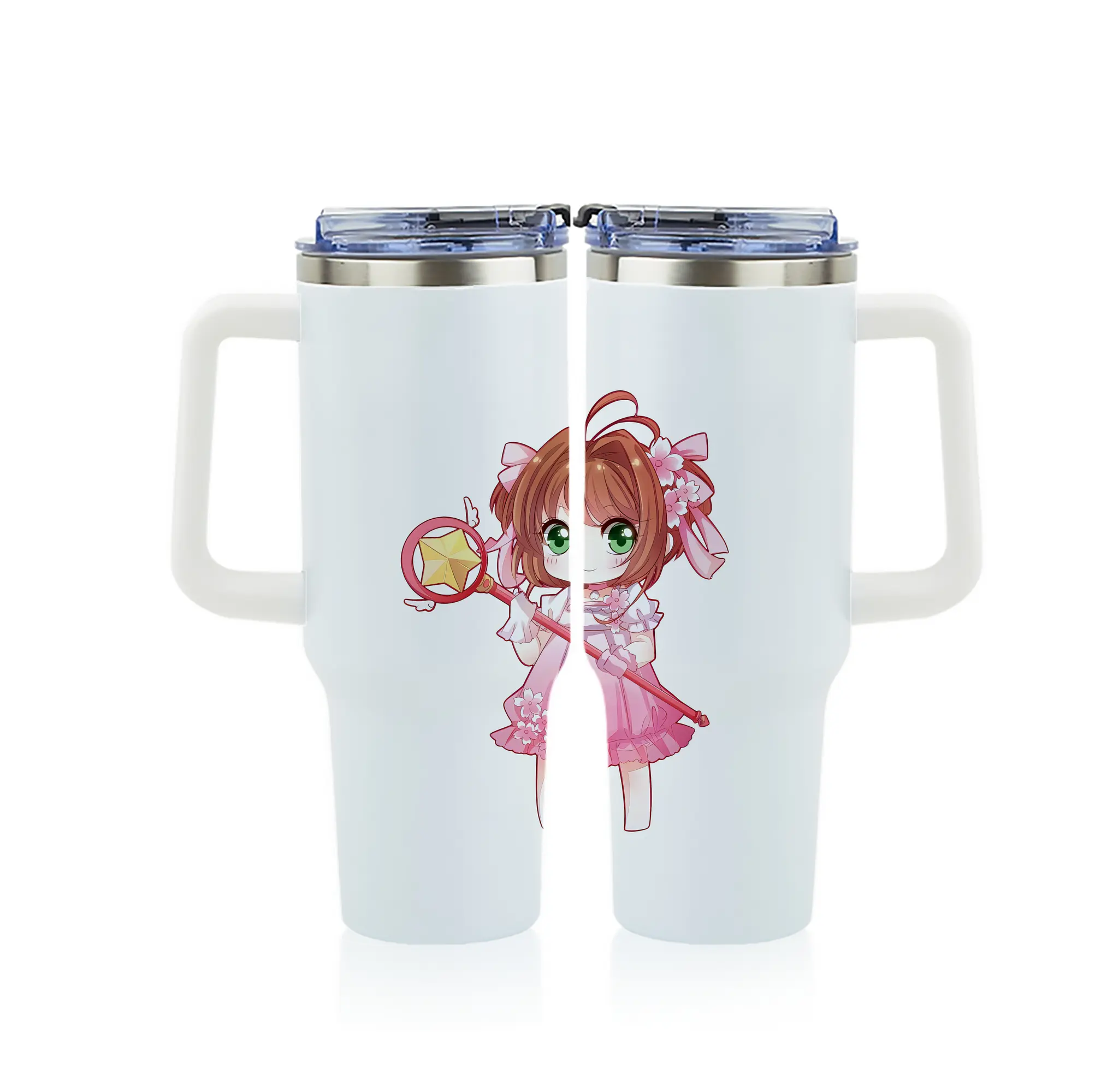 カードキャプターさくら グッズ,木之本桜 - 1200mL フルプリント車用タンブラー ・ 304ステンレス 内側 ・ 201ステンレス 外側 ・ 保温 保冷 ・ 通勤 ドライブ アウトドア用