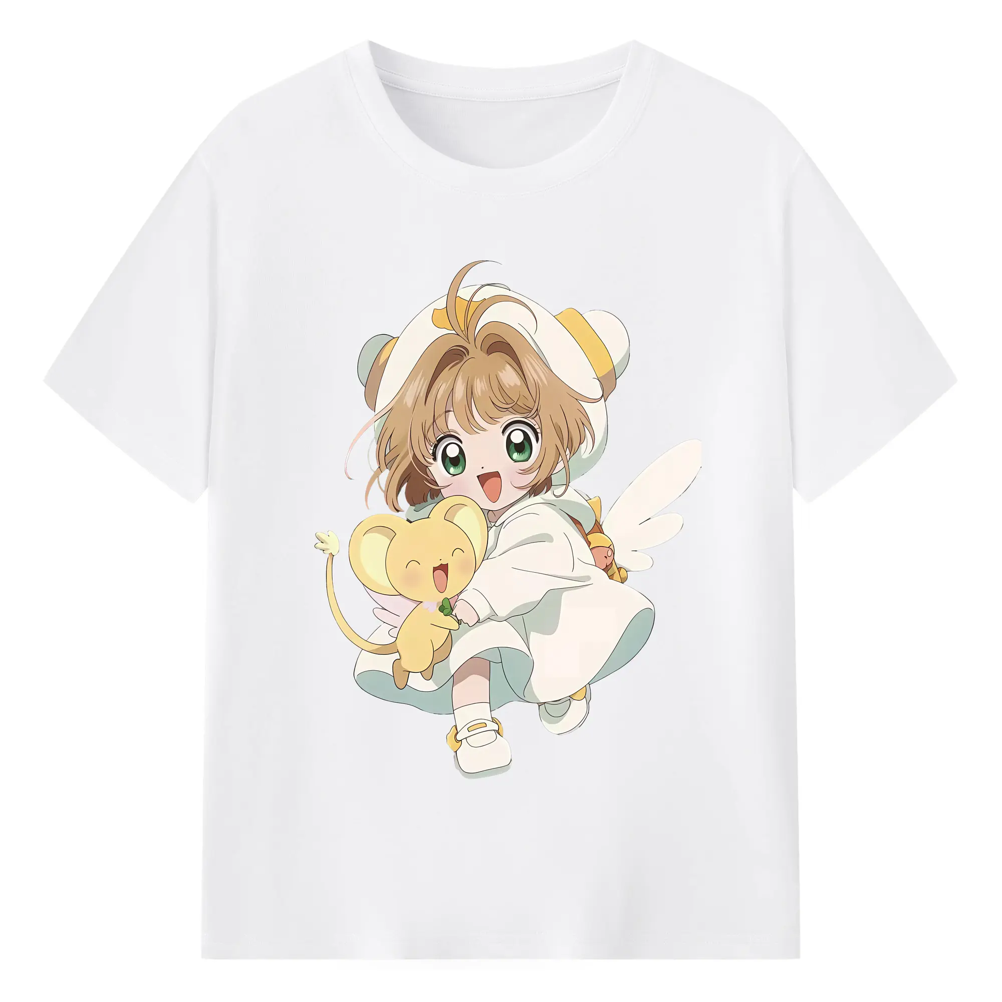 カードキャプターさくら グッズ,木之本桜 - 綿100％ 半袖Tシャツ ・ フロントプリント ・ 快適 通気性 ・ 日常使い 散歩 スポーツ用