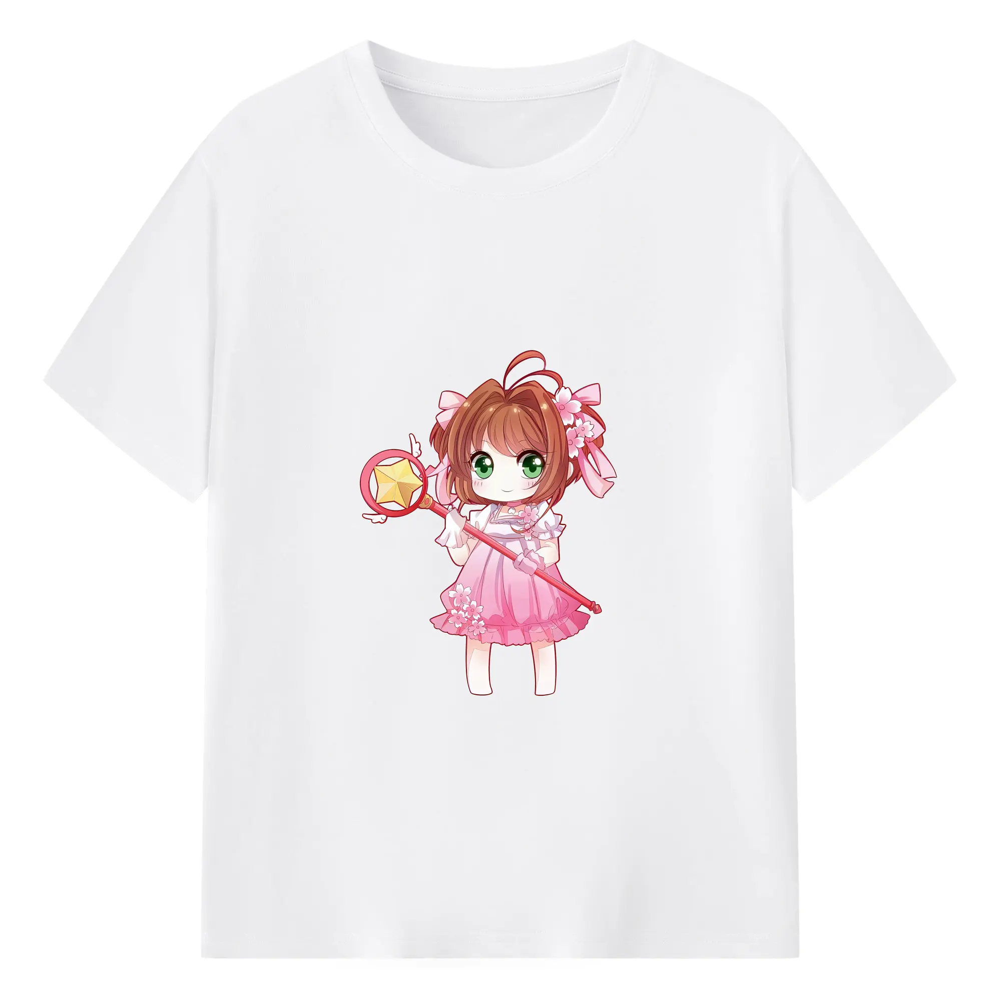 カードキャプターさくら グッズ,木之本桜 - 綿100％ 半袖Tシャツ ・ フロントプリント ・ 快適 通気性 ・ 日常使い 散歩 スポーツ用