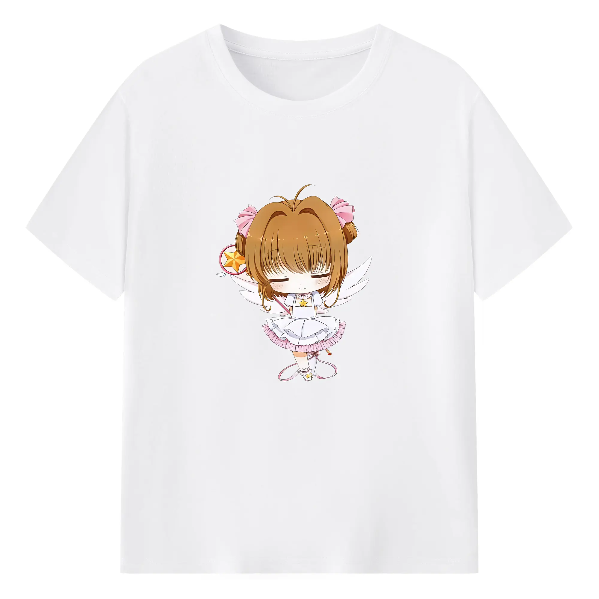 カードキャプターさくら グッズ,木之本桜 - 綿100％ 半袖Tシャツ ・ フロントプリント ・ 快適 通気性 ・ 日常使い 散歩 スポーツ用