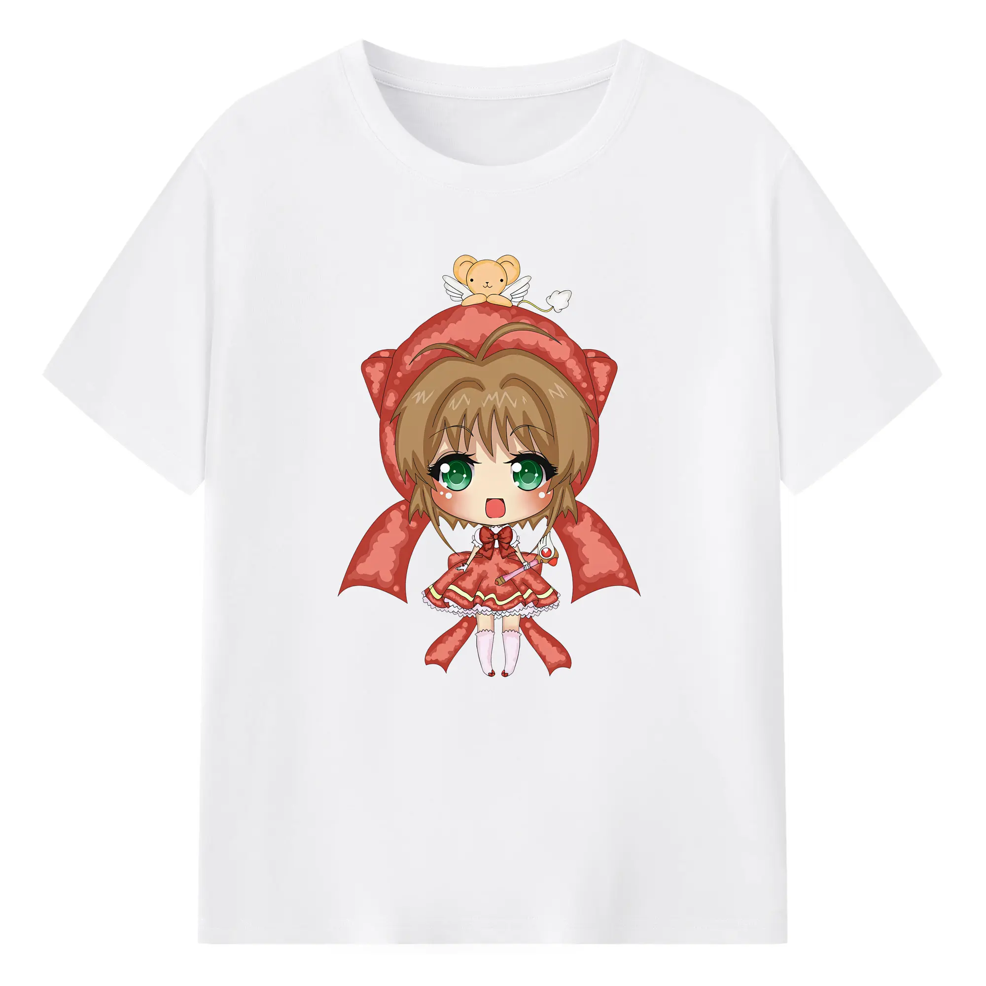 カードキャプターさくら グッズ,木之本桜 - 綿100％ 半袖Tシャツ ・ フロントプリント ・ 快適 通気性 ・ 日常使い 散歩 スポーツ用