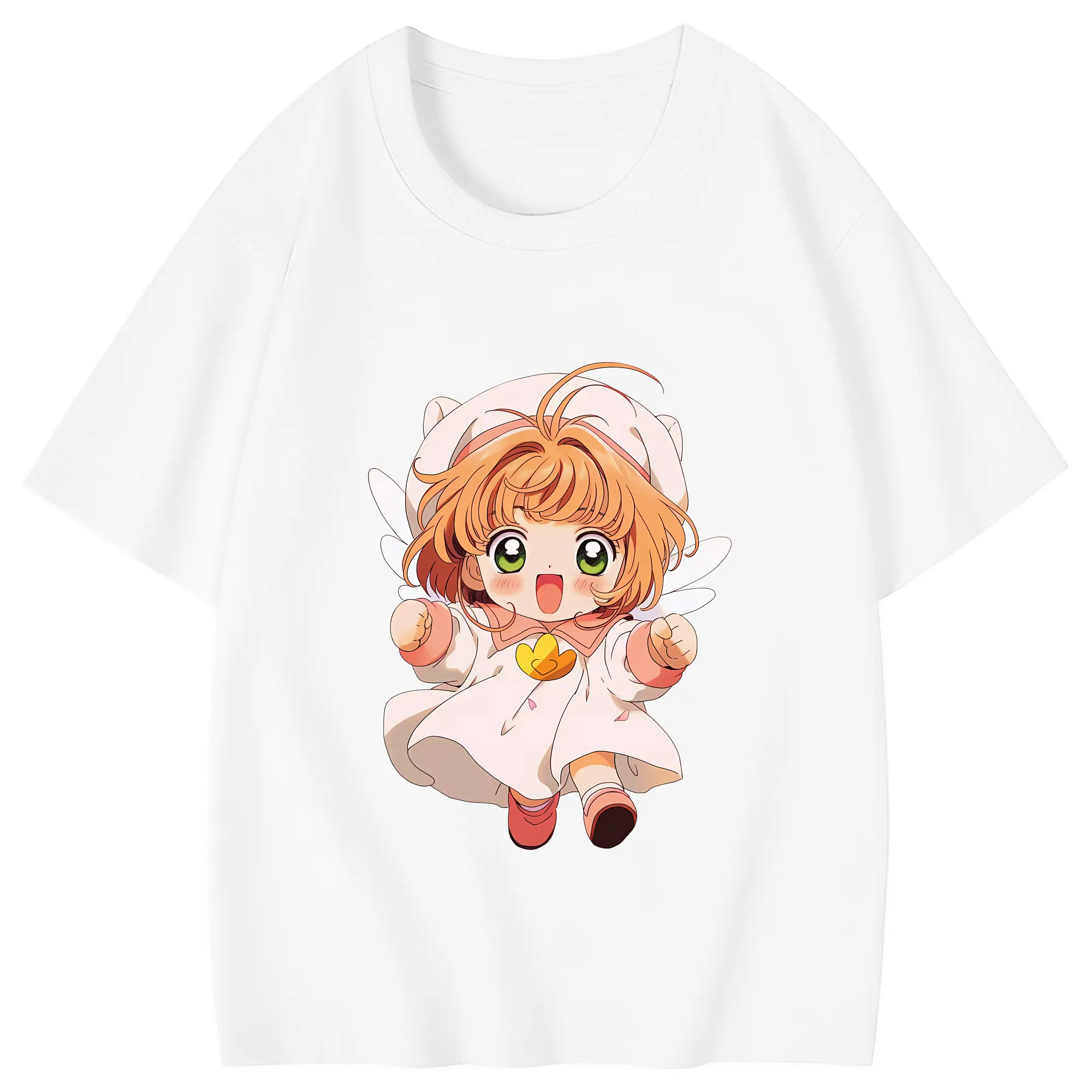 カードキャプターさくら グッズ,木之本桜 - 綿100％ キッズTシャツ ・ フロントプリント ・ 快適 通気性 ・ スポーツ カジュアル 散歩用
