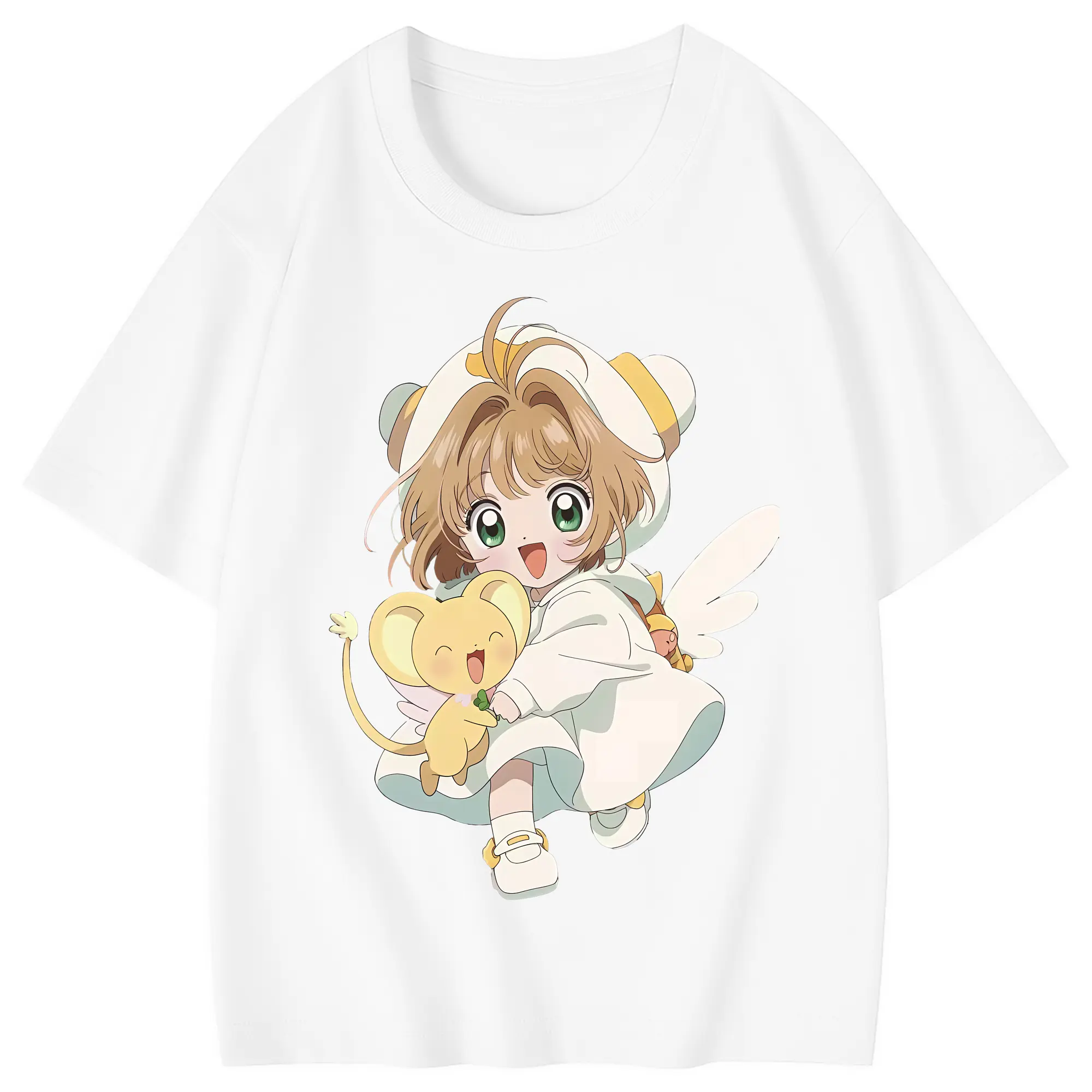 カードキャプターさくら グッズ,木之本桜 - 綿100％ キッズTシャツ ・ フロントプリント ・ 快適 通気性 ・ スポーツ カジュアル 散歩用