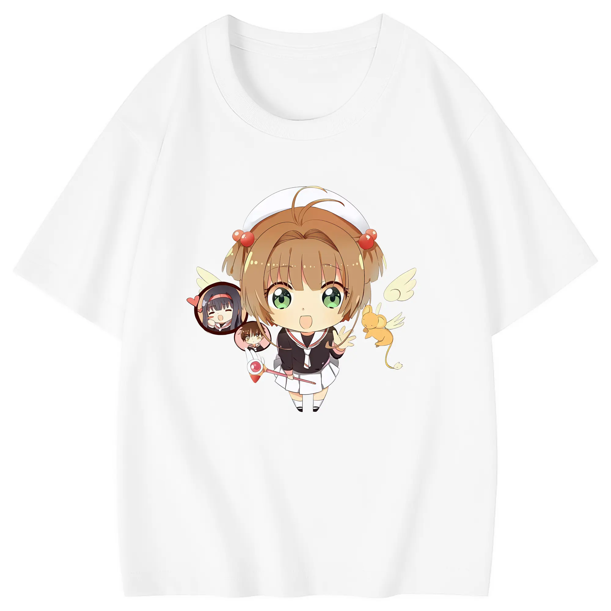 カードキャプターさくら グッズ,木之本桜 - 綿100％ キッズTシャツ ・ フロントプリント ・ 快適 通気性 ・ スポーツ カジュアル 散歩用