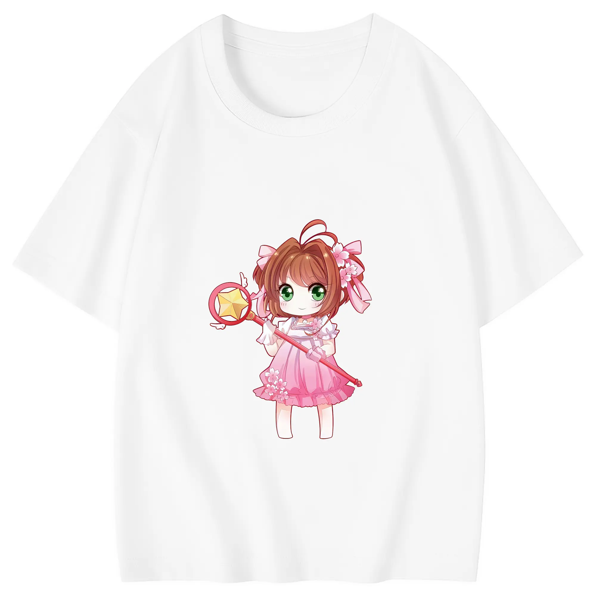 カードキャプターさくら グッズ,木之本桜 - 綿100％ キッズTシャツ ・ フロントプリント ・ 快適 通気性 ・ スポーツ カジュアル 散歩用