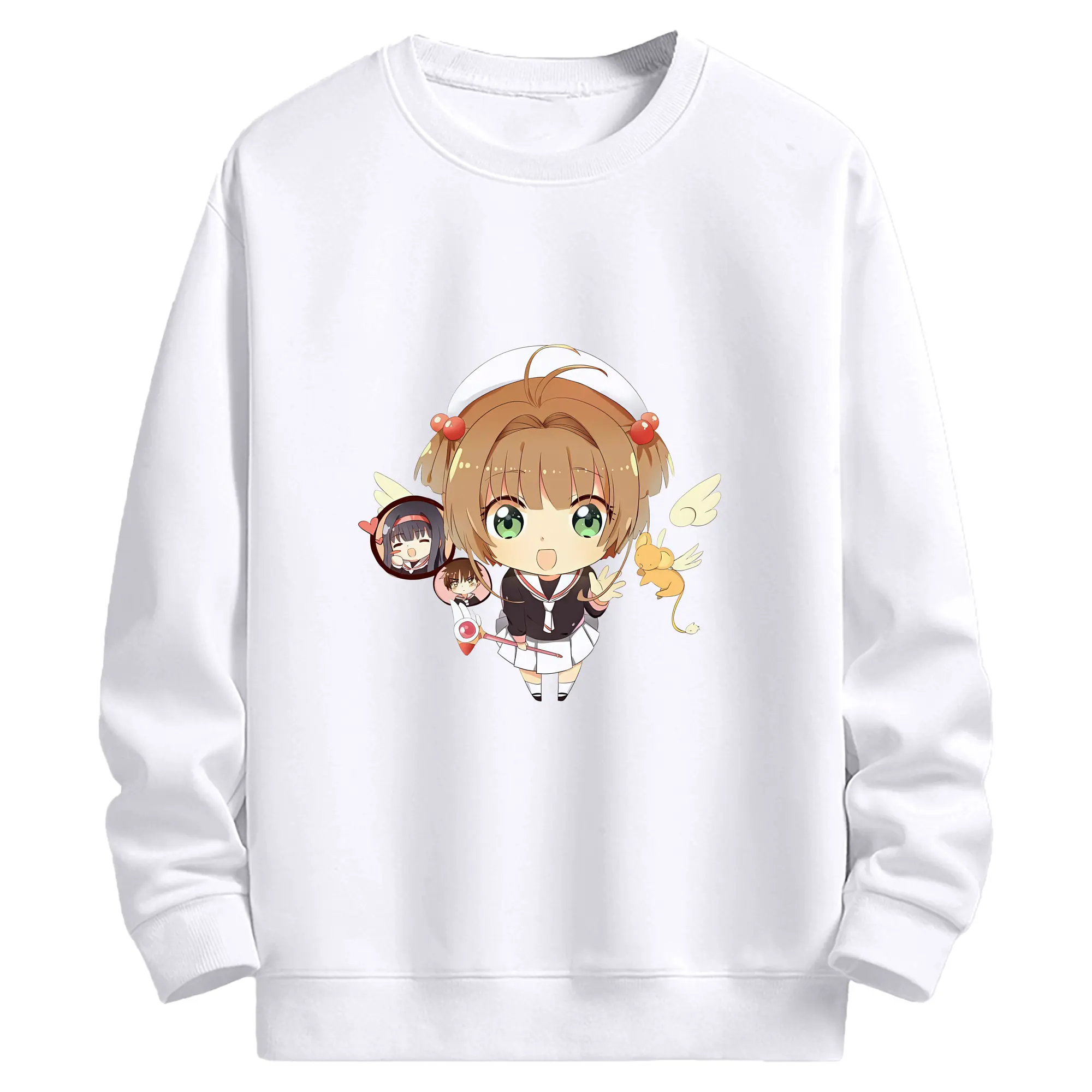 カードキャプターさくら グッズ,木之本桜 - 高品質 クルーネック スウェット ・ コットン59％ ポリエステル41％ ・ ユニセックス 長袖 トレーナー ・ カジュアル デイリー スポーツ 散歩用