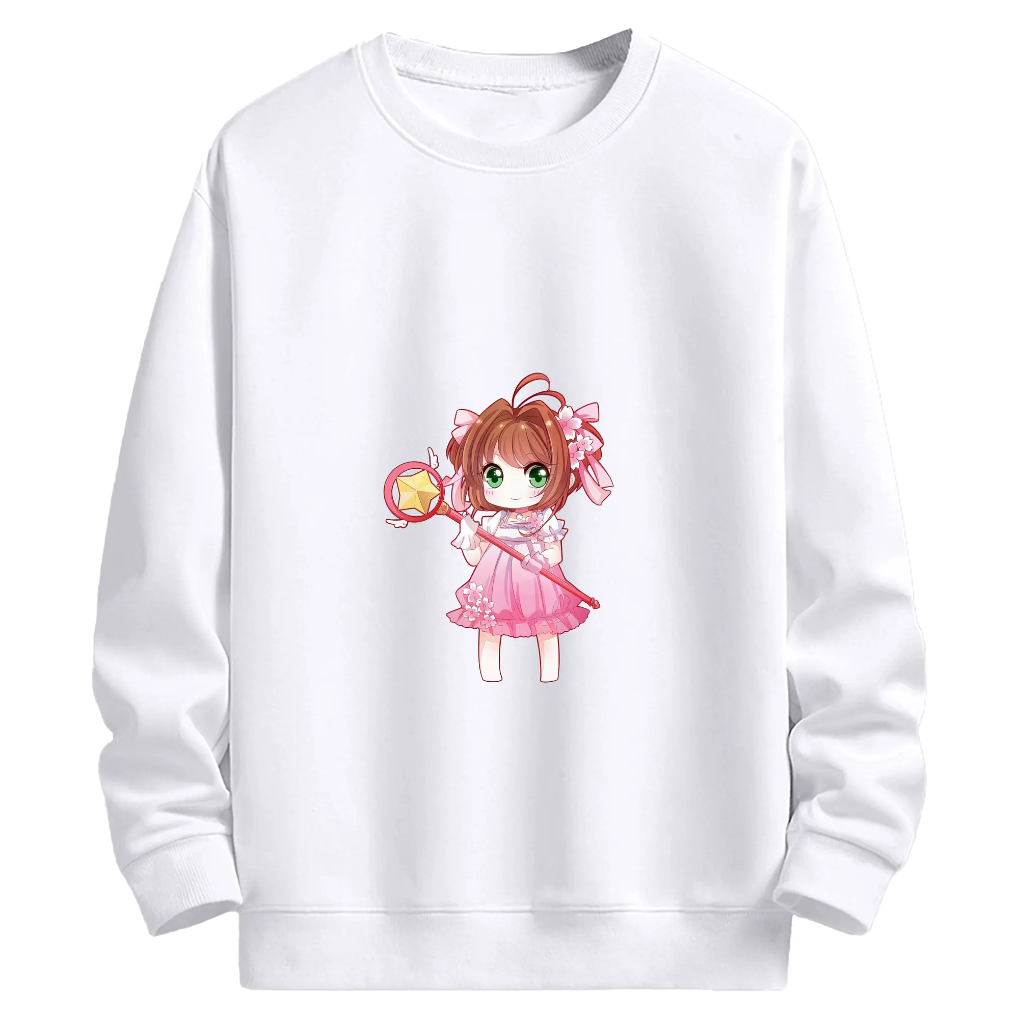 カードキャプターさくら グッズ,木之本桜 - 高品質 クルーネック スウェット ・ コットン59％ ポリエステル41％ ・ ユニセックス 長袖 トレーナー ・ カジュアル デイリー スポーツ 散歩用