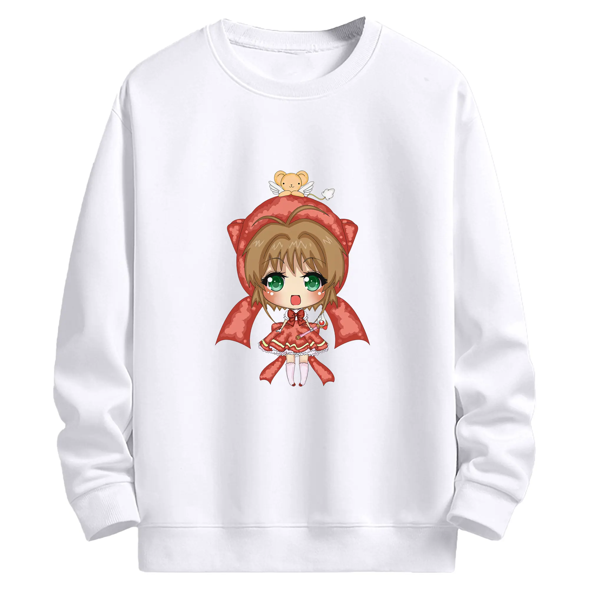 カードキャプターさくら グッズ,木之本桜 - 高品質 クルーネック スウェット ・ コットン59％ ポリエステル41％ ・ ユニセックス 長袖 トレーナー ・ カジュアル デイリー スポーツ 散歩用