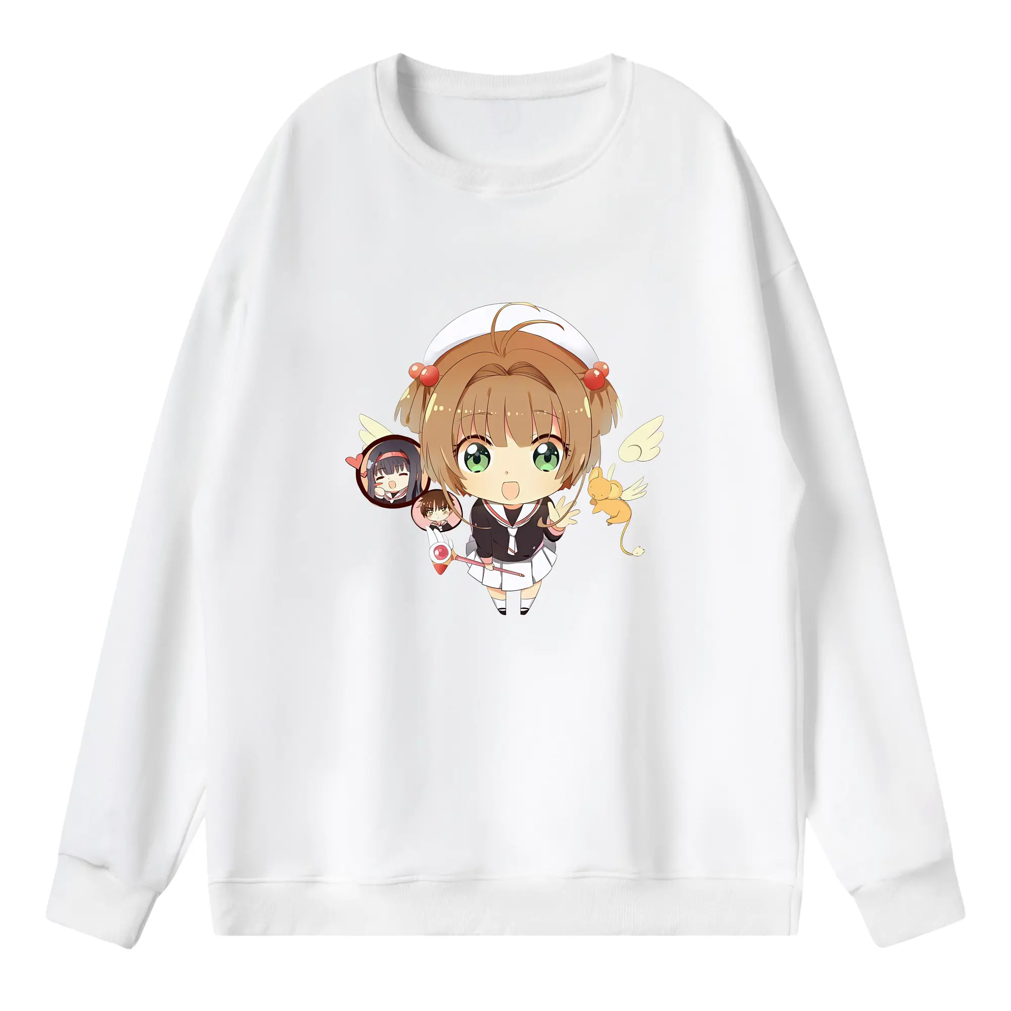 カードキャプターさくら グッズ,木之本桜 - 薄手 クルーネック スウェット 裏毛260g · ポリエステル 春秋向け カジュアル 男女兼用 · トレーナー デイリー スポーツ 散歩に最適