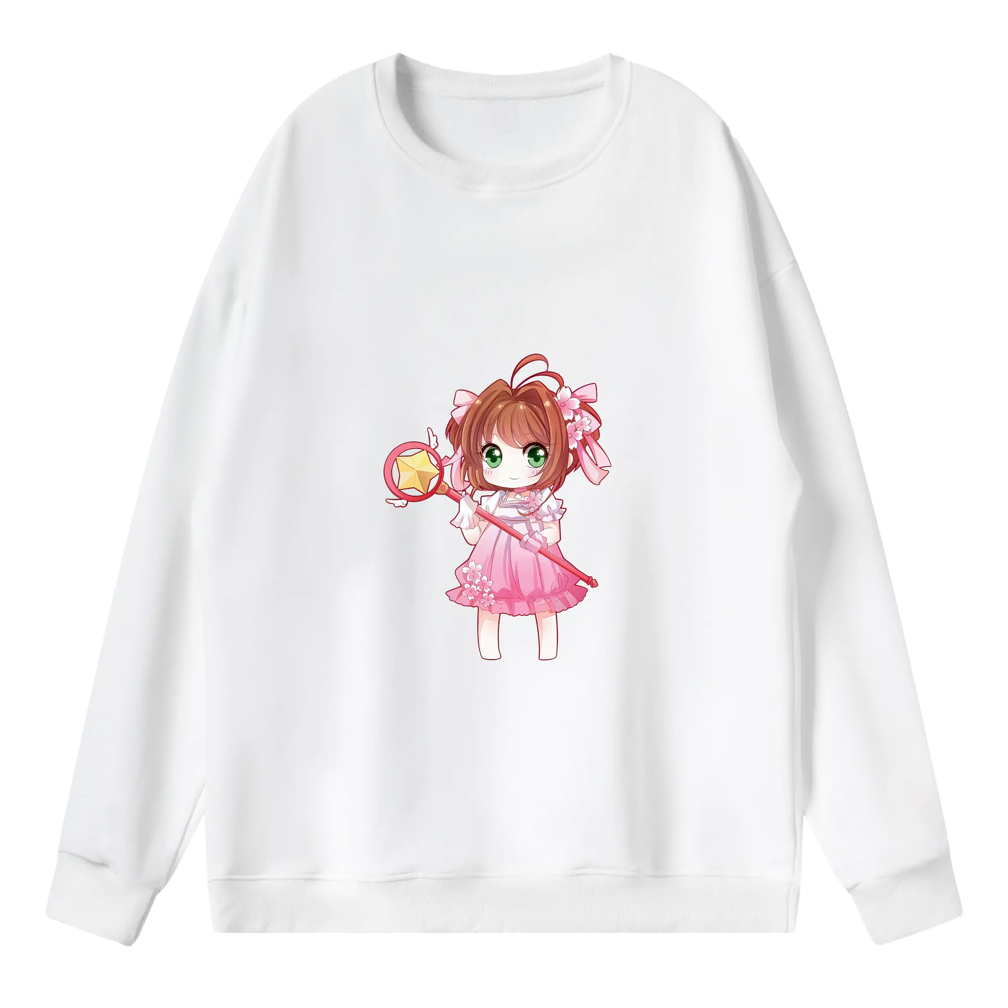 カードキャプターさくら グッズ,木之本桜 - 薄手 クルーネック スウェット 裏毛260g · ポリエステル 春秋向け カジュアル 男女兼用 · トレーナー デイリー スポーツ 散歩に最適