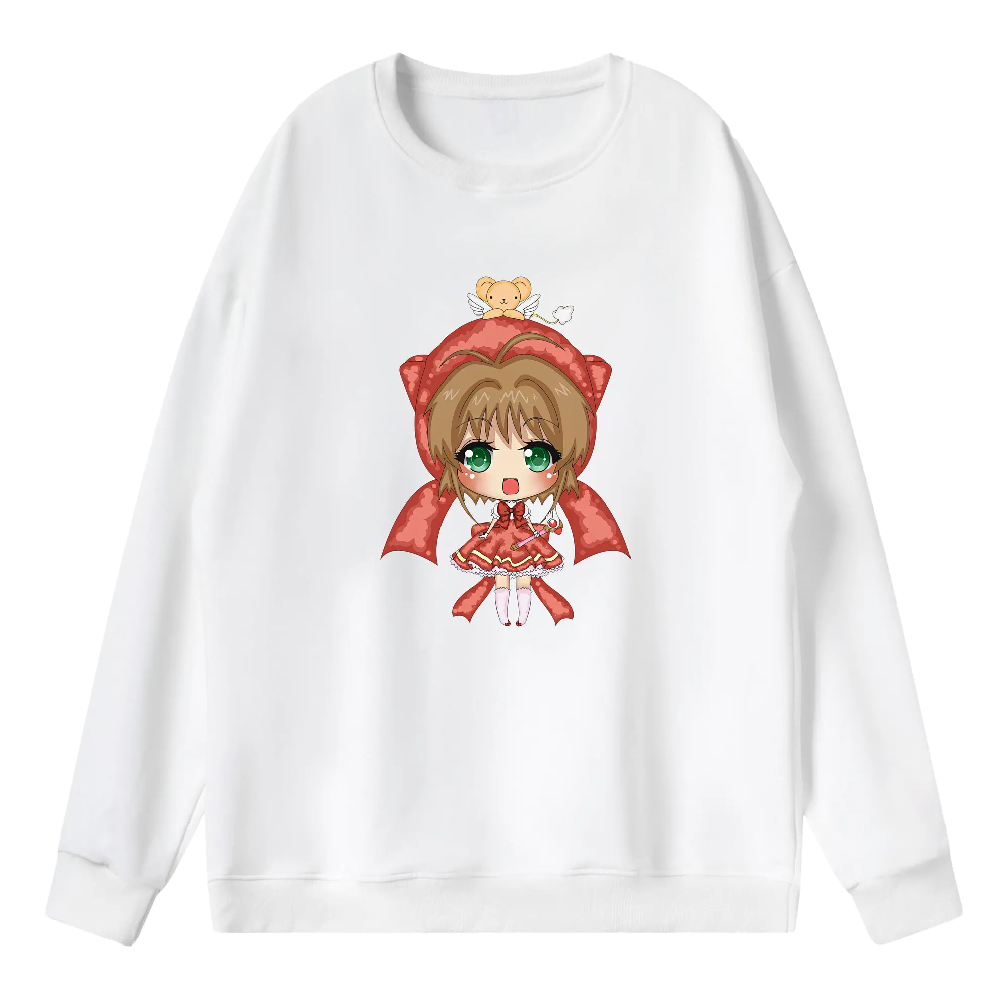 カードキャプターさくら グッズ,木之本桜 - 薄手 クルーネック スウェット 裏毛260g · ポリエステル 春秋向け カジュアル 男女兼用 · トレーナー デイリー スポーツ 散歩に最適