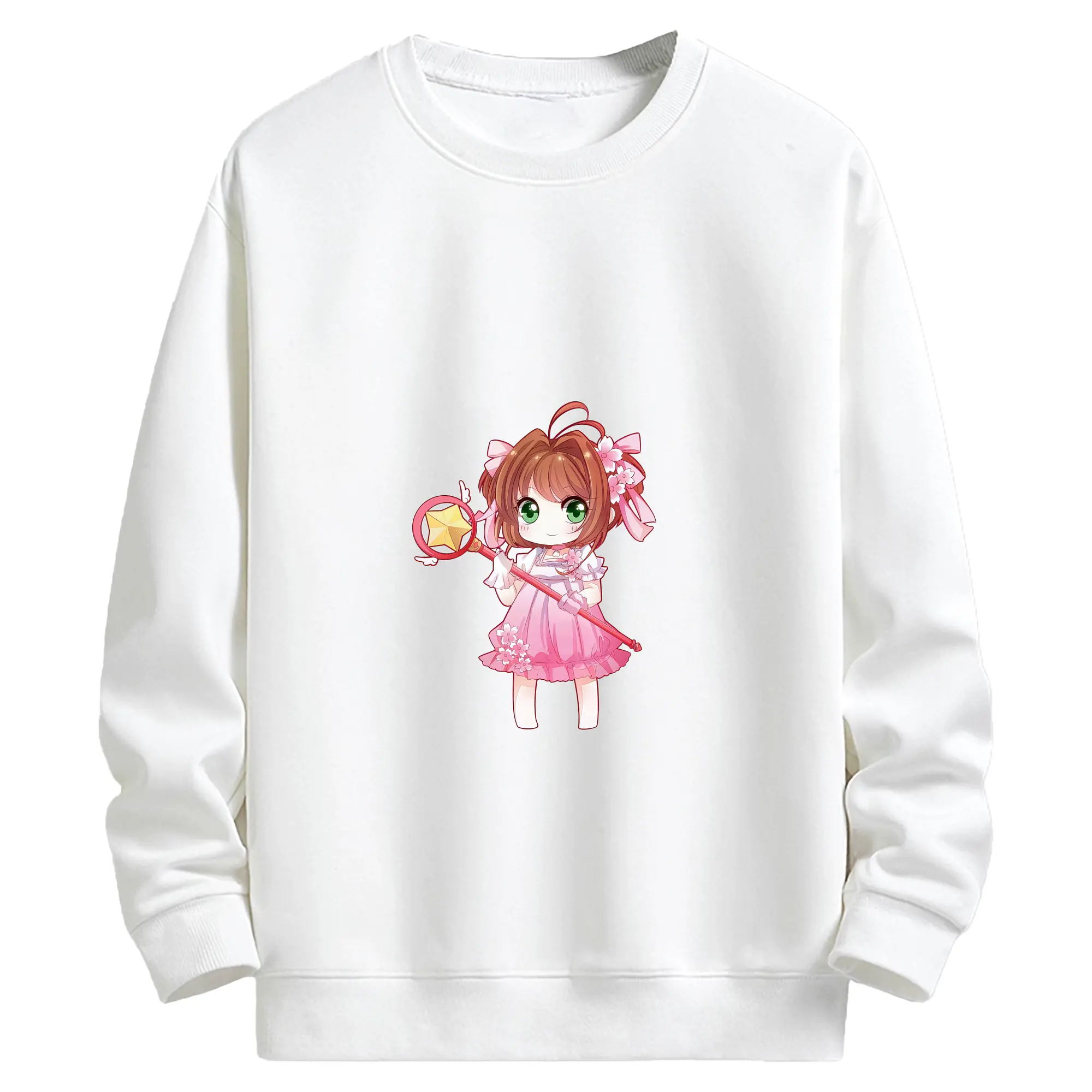 カードキャプターさくら グッズ,木之本桜 - キッズ クルーネックスウェットシャツ ・ フロントプリント ・ 綿80％ ポリエステル20％ ・ 快適 通学 スポーツ 日常使い お散歩用