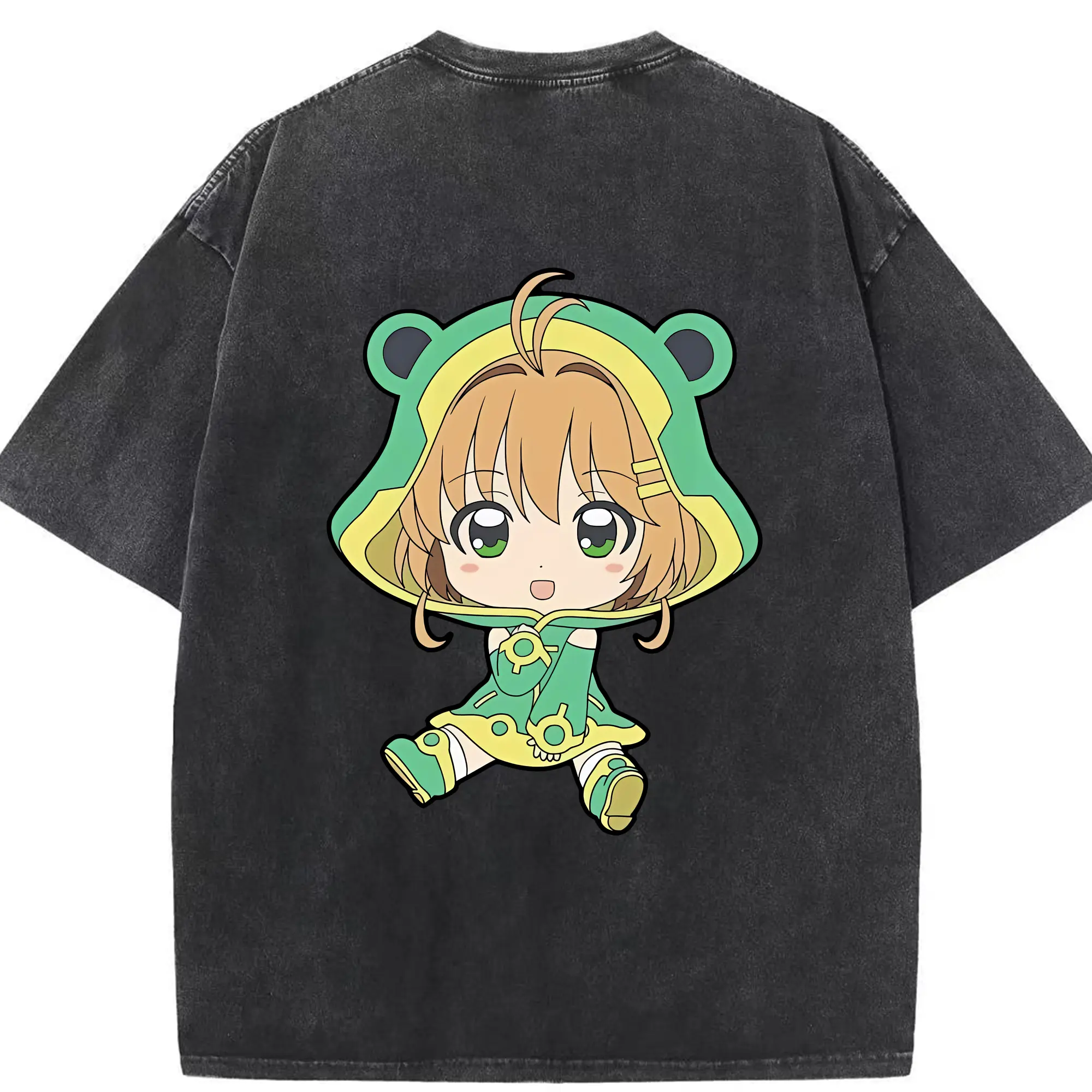 カードキャプターさくら グッズ,木之本桜 - 綿100％ ヴィンテージ風 半袖Tシャツ ・ 背面プリント ・ 柔らか肌触り ・ 通気性 快適 ・ スポーツ カジュアル 外出用