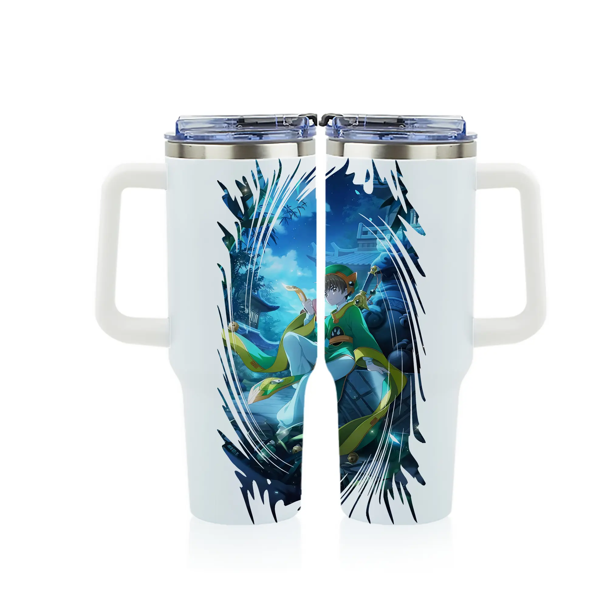 カードキャプターさくら グッズ,李小狼 - 1200mL フルプリント車用タンブラー ・ 304ステンレス 内側 ・ 201ステンレス 外側 ・ 保温 保冷 ・ 通勤 ドライブ アウトドア用