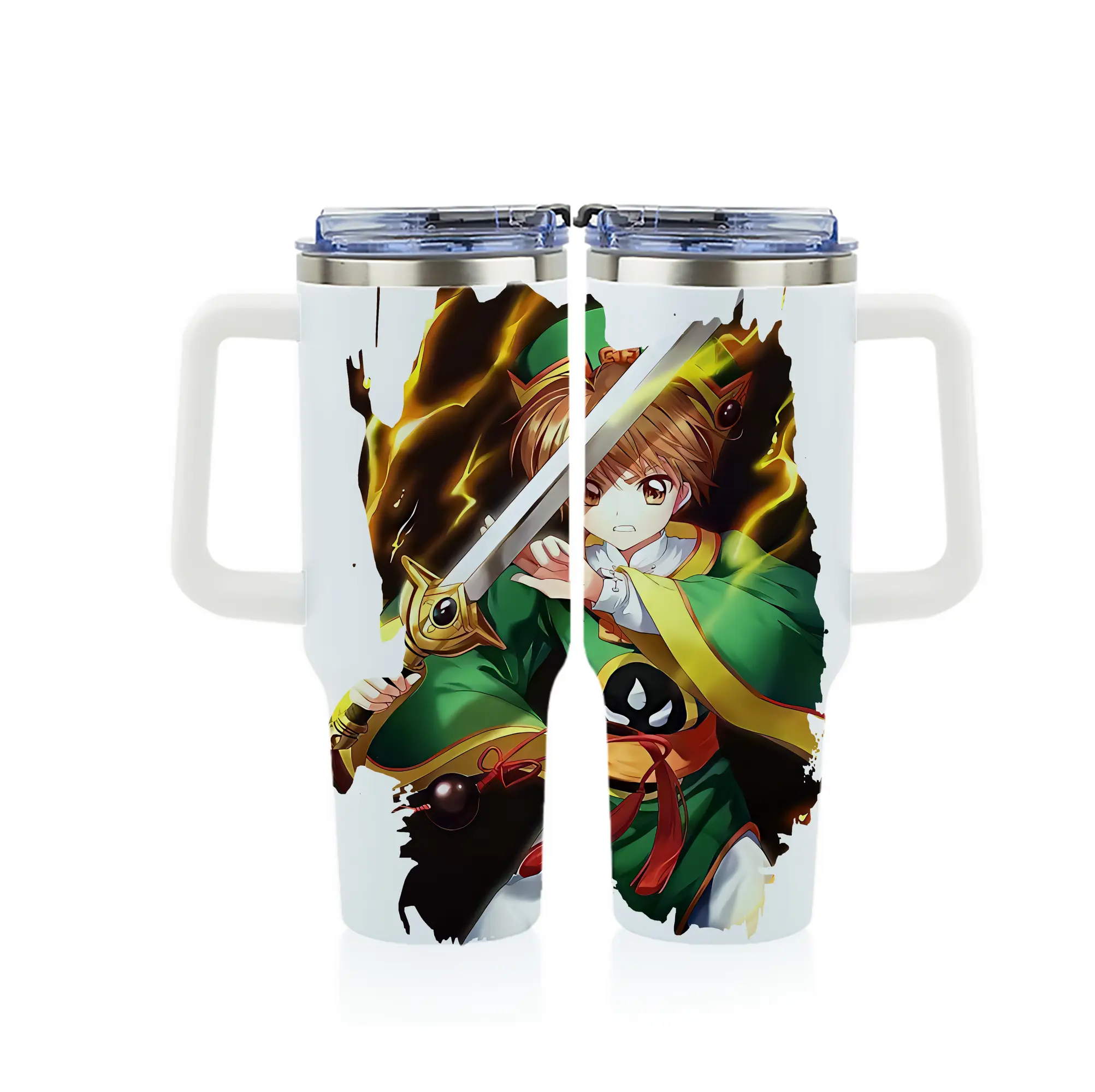 カードキャプターさくら グッズ,李小狼 - 1200mL フルプリント車用タンブラー ・ 304ステンレス 内側 ・ 201ステンレス 外側 ・ 保温 保冷 ・ 通勤 ドライブ アウトドア用