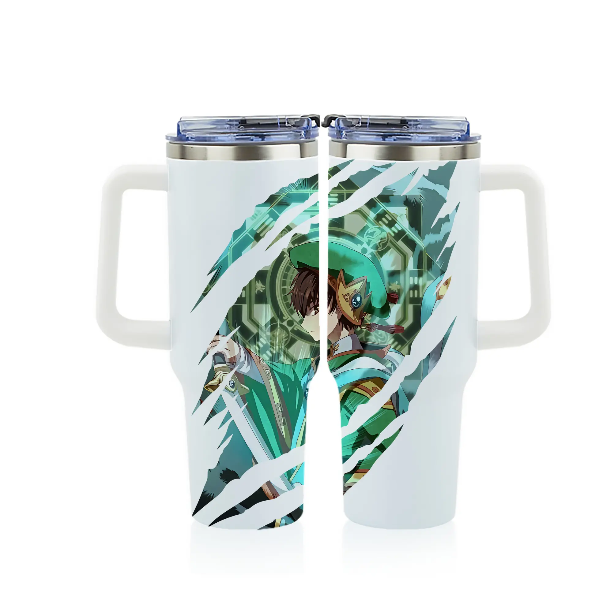 カードキャプターさくら グッズ,李小狼 - 1200mL フルプリント車用タンブラー ・ 304ステンレス 内側 ・ 201ステンレス 外側 ・ 保温 保冷 ・ 通勤 ドライブ アウトドア用