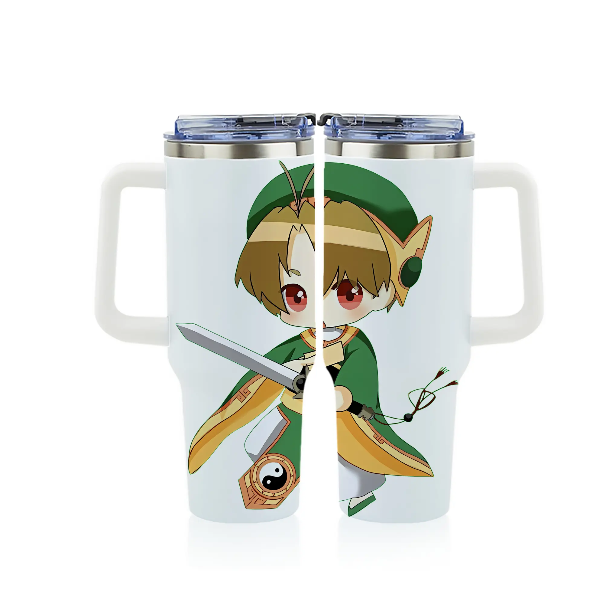 カードキャプターさくら グッズ,李小狼 - 1200mL フルプリント車用タンブラー ・ 304ステンレス 内側 ・ 201ステンレス 外側 ・ 保温 保冷 ・ 通勤 ドライブ アウトドア用