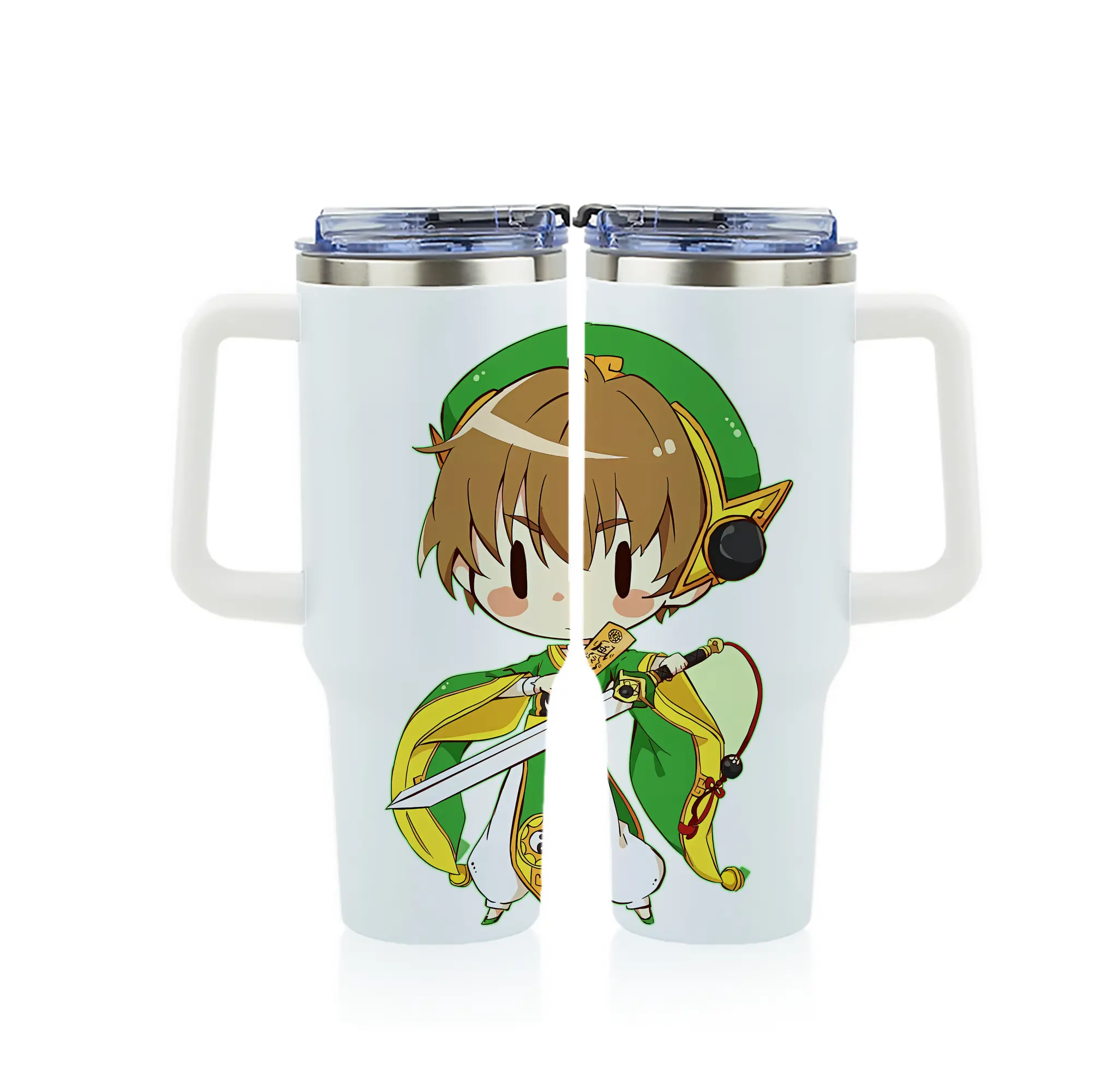 カードキャプターさくら グッズ,李小狼 - 1200mL フルプリント車用タンブラー ・ 304ステンレス 内側 ・ 201ステンレス 外側 ・ 保温 保冷 ・ 通勤 ドライブ アウトドア用