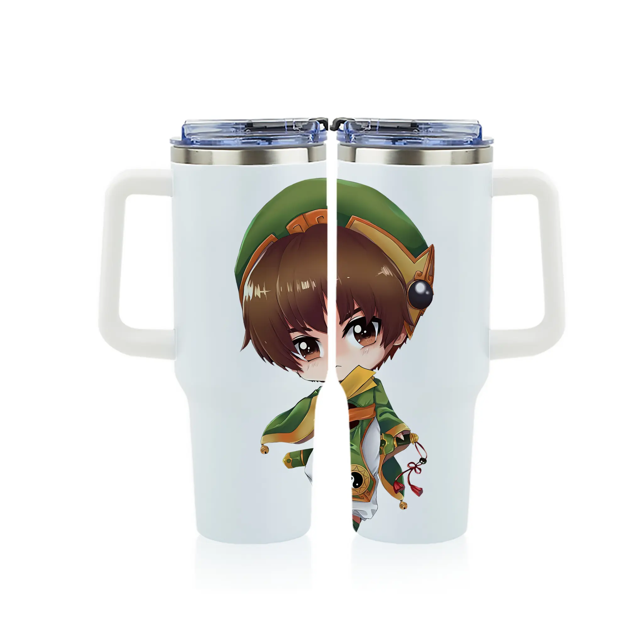 カードキャプターさくら グッズ,李小狼 - 1200mL フルプリント車用タンブラー ・ 304ステンレス 内側 ・ 201ステンレス 外側 ・ 保温 保冷 ・ 通勤 ドライブ アウトドア用