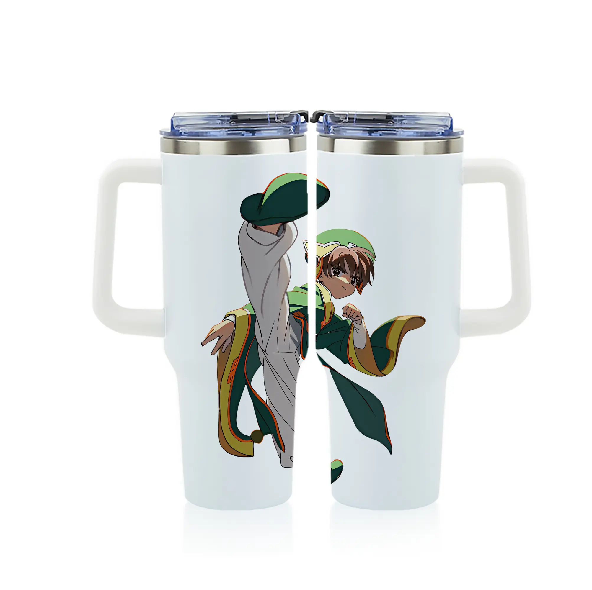 カードキャプターさくら グッズ,李小狼 - 1200mL フルプリント車用タンブラー ・ 304ステンレス 内側 ・ 201ステンレス 外側 ・ 保温 保冷 ・ 通勤 ドライブ アウトドア用