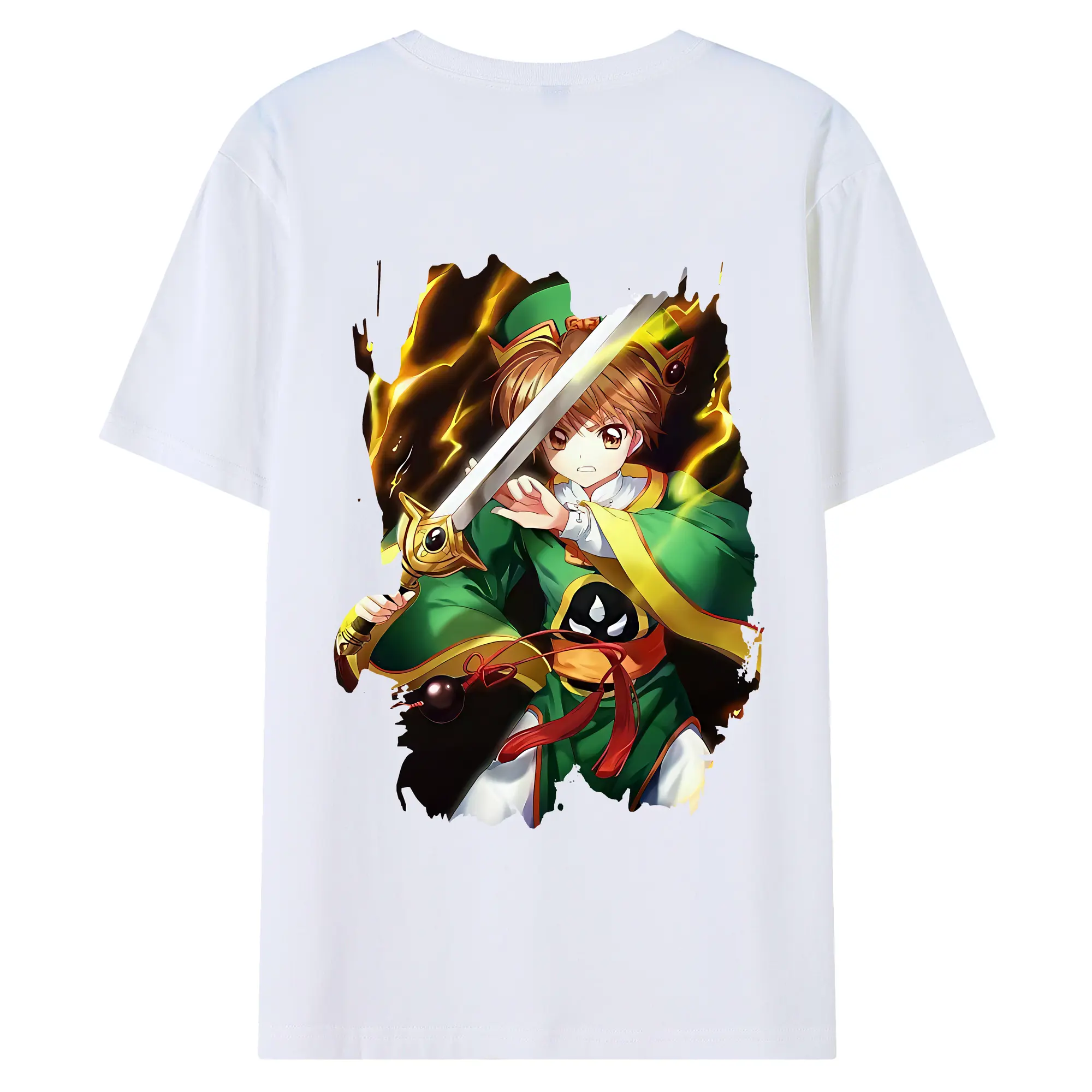 カードキャプターさくら グッズ,李小狼 - 綿100％ 半袖Tシャツ ・ バックプリント ・ 快適 通気性 ・ 日常使い 散歩 スポーツ用