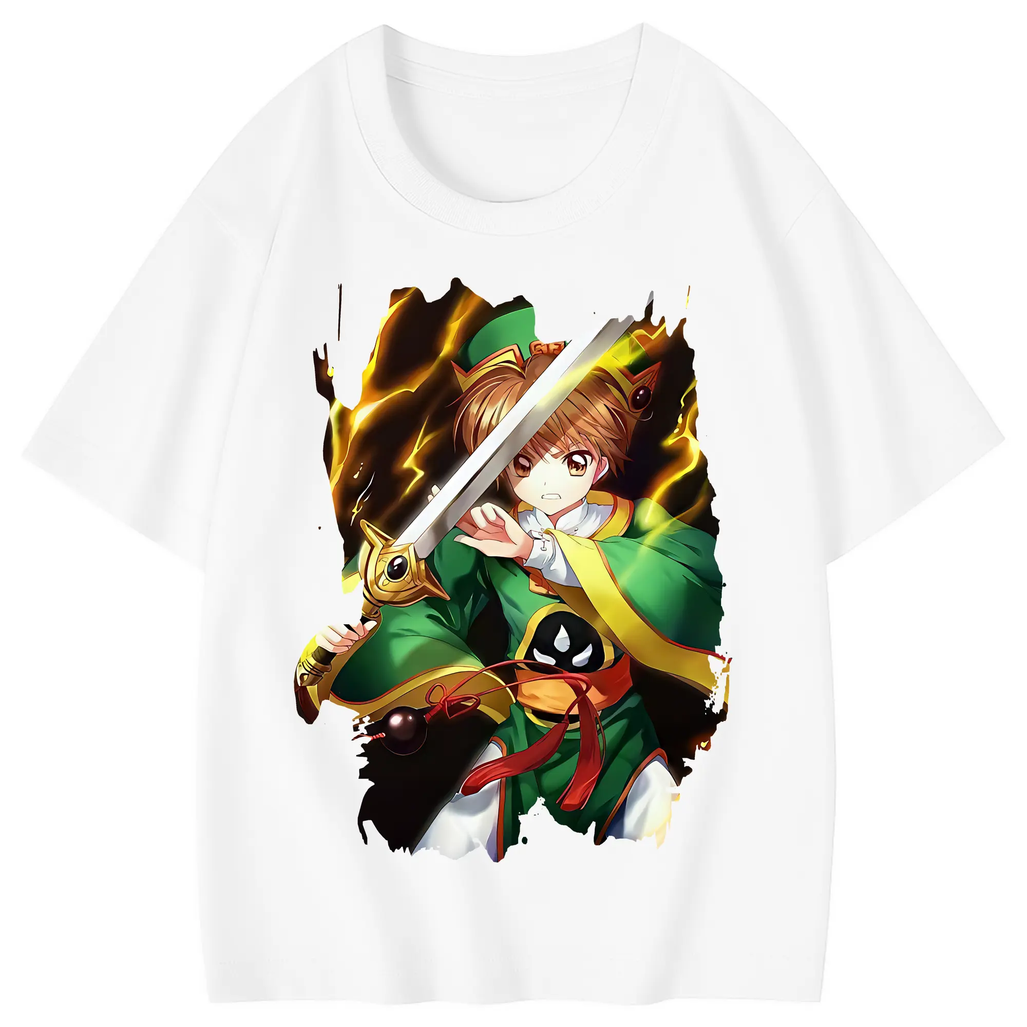 カードキャプターさくら グッズ,李小狼 - 綿100％ キッズTシャツ ・ フロントプリント ・ 快適 通気性 ・ スポーツ カジュアル 散歩用