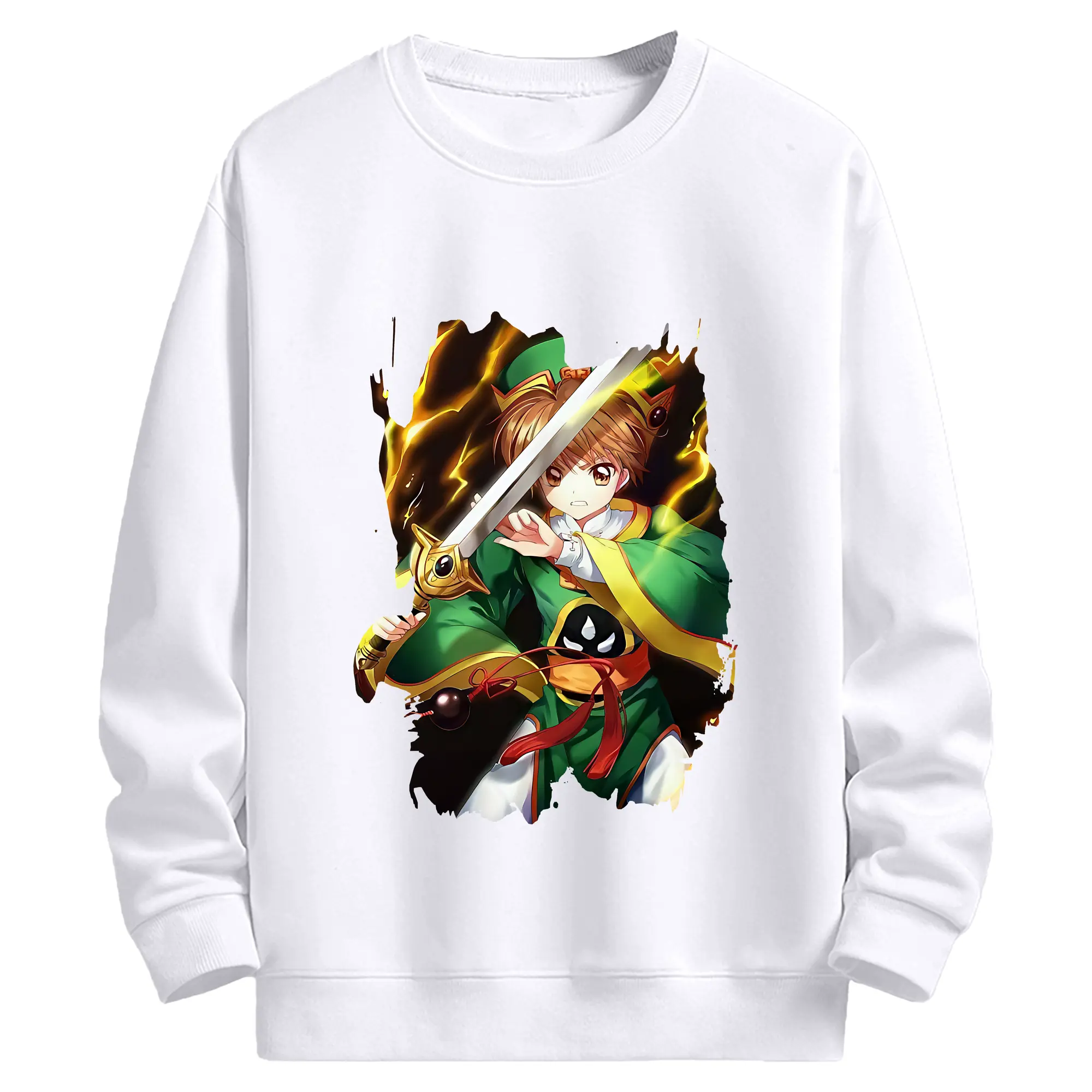 カードキャプターさくら グッズ,李小狼 - 高品質 クルーネック スウェット ・ コットン59％ ポリエステル41％ ・ ユニセックス 長袖 トレーナー ・ カジュアル デイリー スポーツ 散歩用